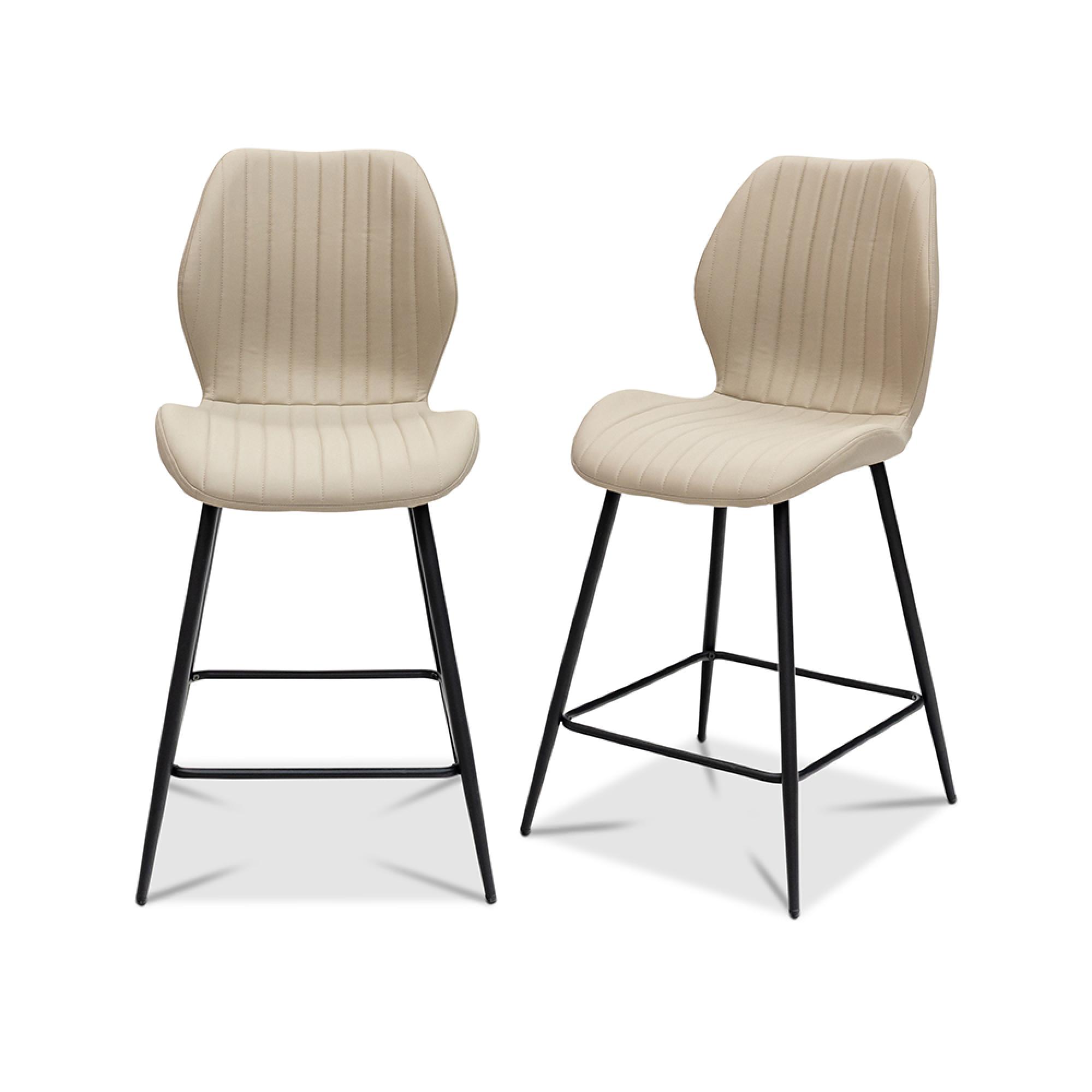 Davis Counter Stools - Set of 2 - Faux Leather - Stone