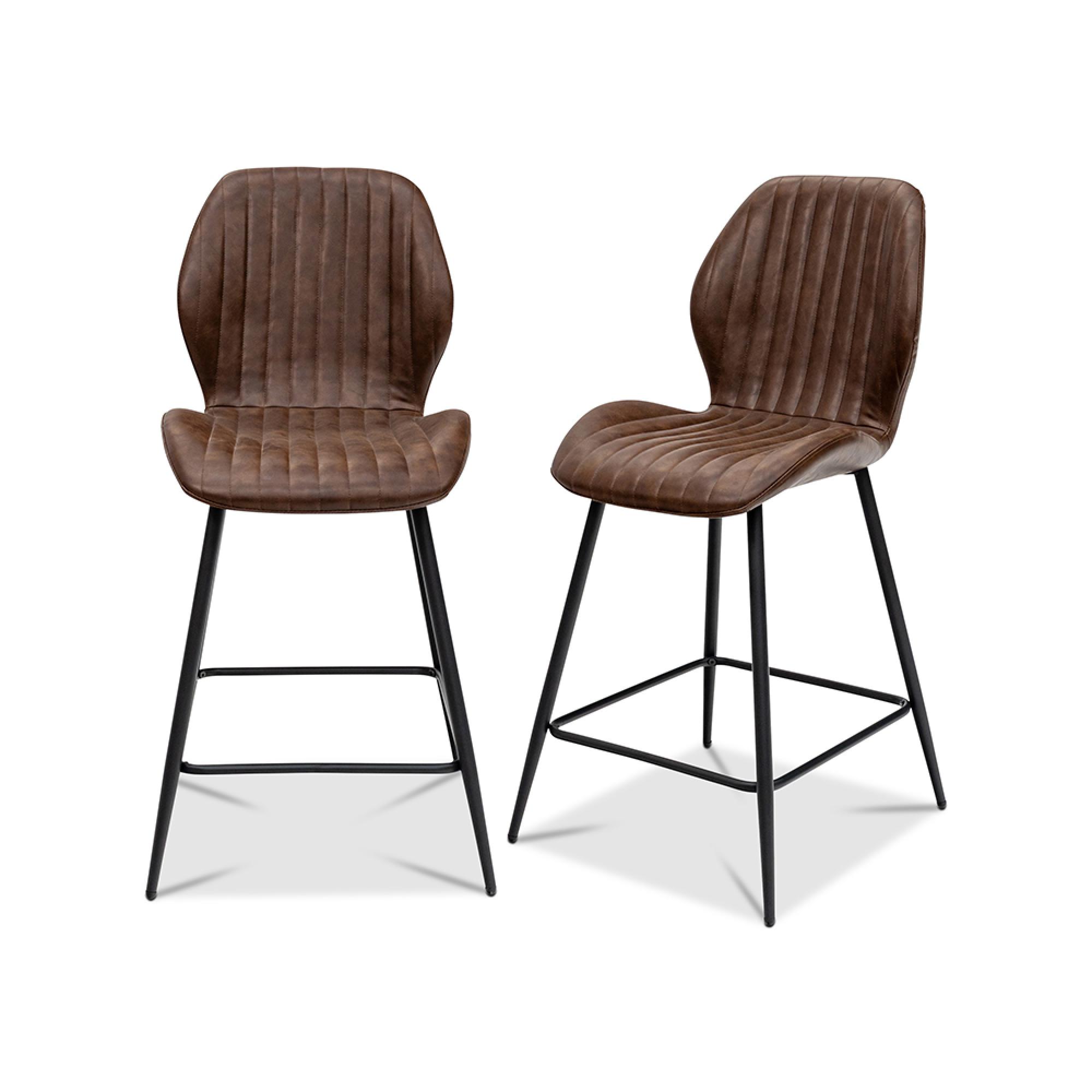 Fontana Counter Stools - Set of 2 - Faux Leather - Stone