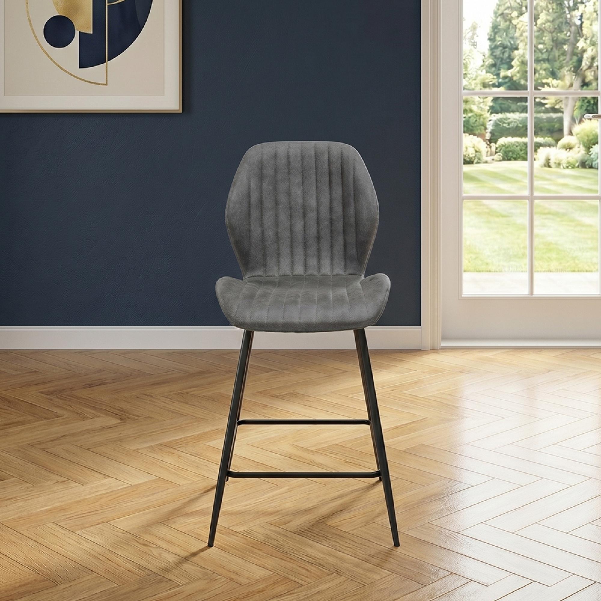 Sheldon Counter Stools - Set of 2 - Faux Leather - Charcoal