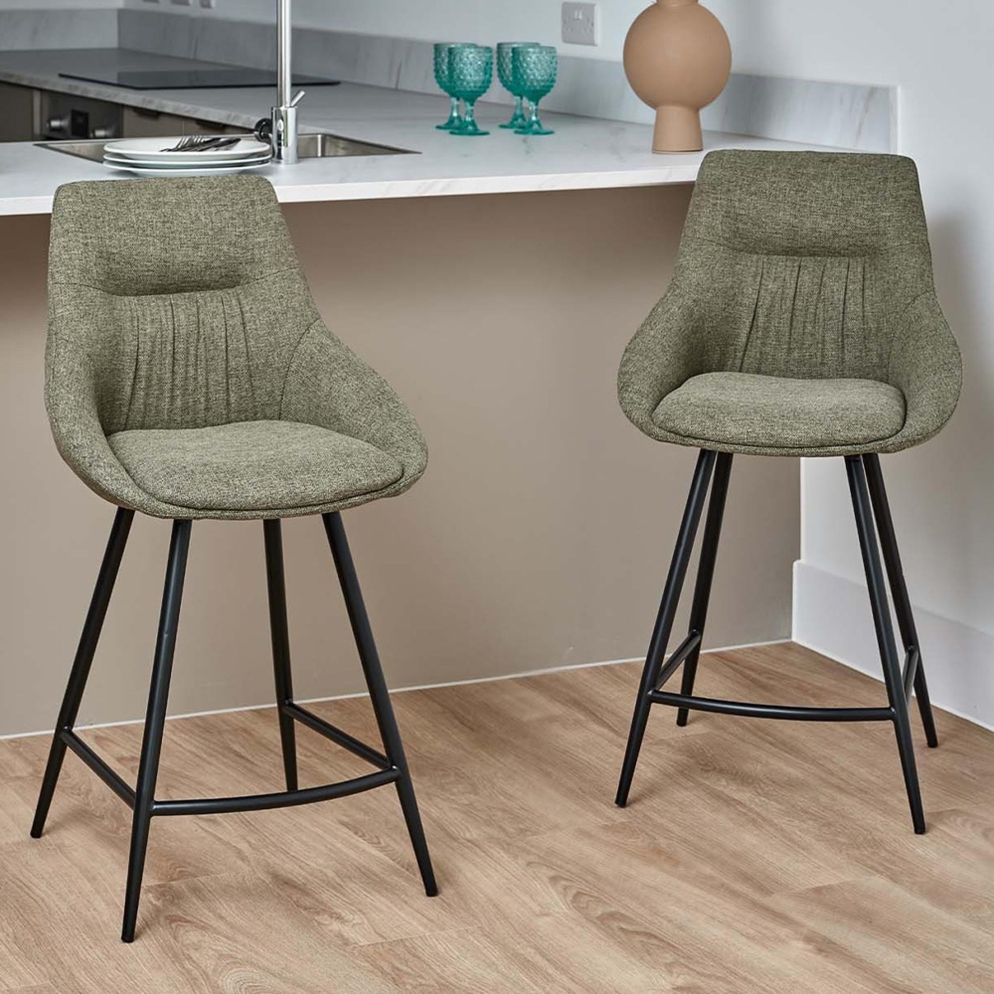 Boden Counter Chair - Set of 2 - Green Fabric