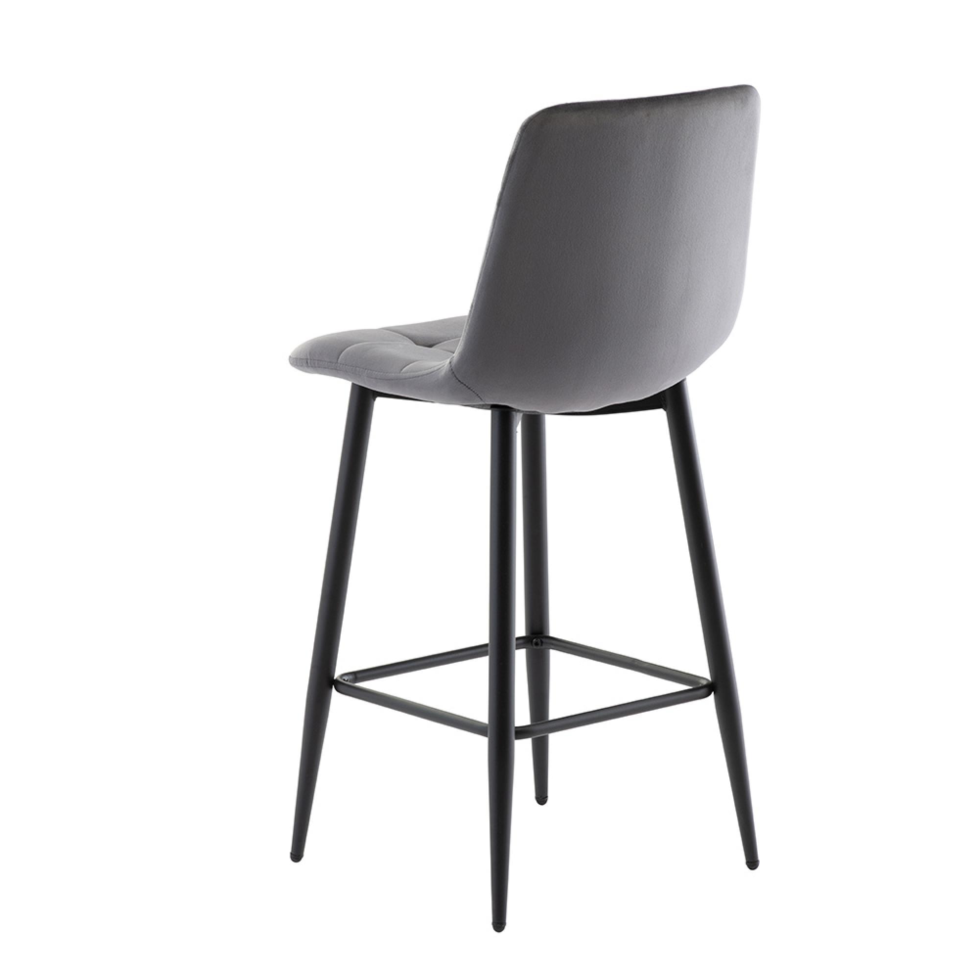Bella Counter Stools - Set of 2 - Grey Velvet Fabric