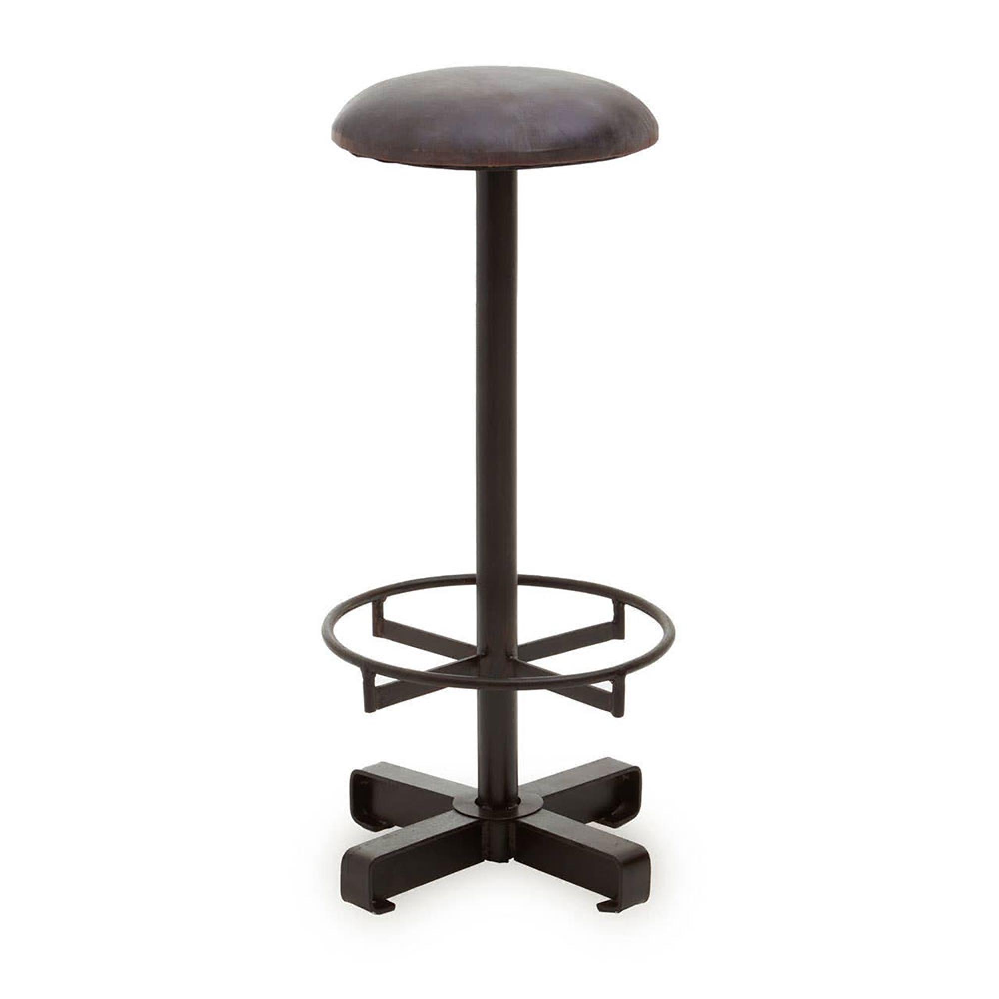 Buffalo Barstool - Set of 2 - Round - Antique Blue - Leather