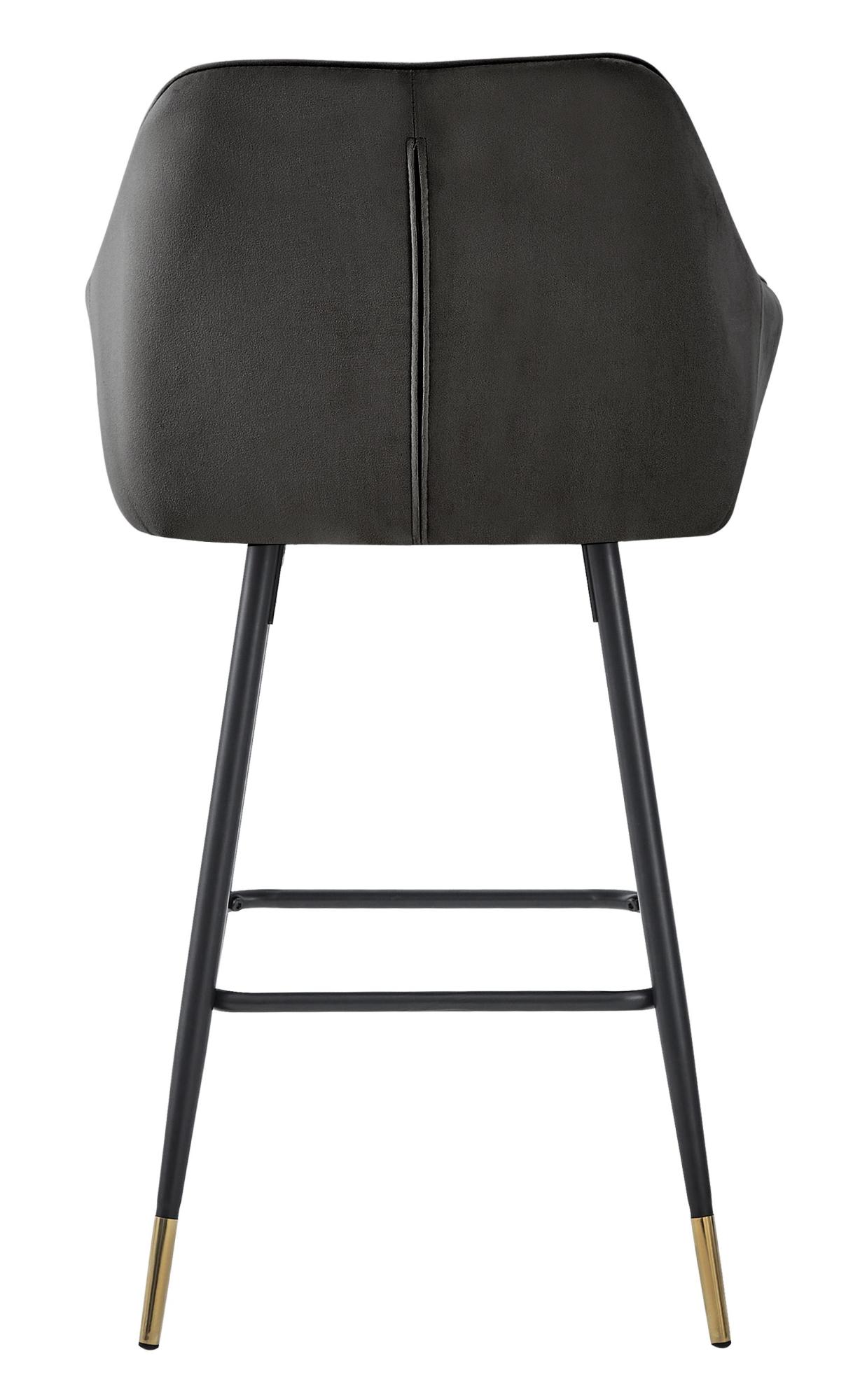 Barstools - Set of 2 - Gun Metal Grey Velvet