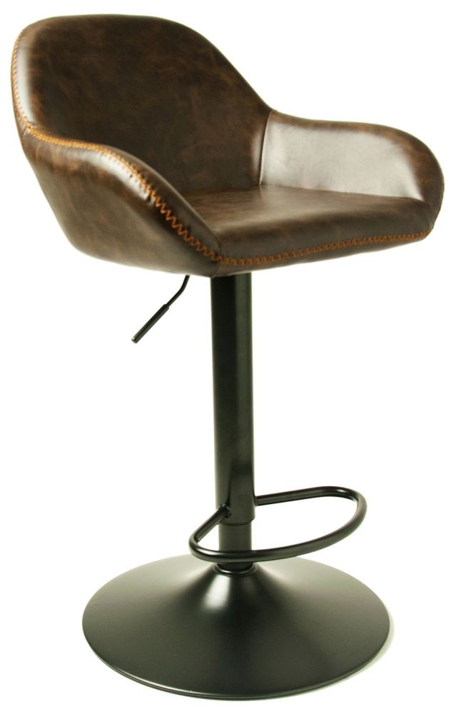 Hawai Barstools - Set of 2 - Gas Lift - Vintage Leather - Chestnut