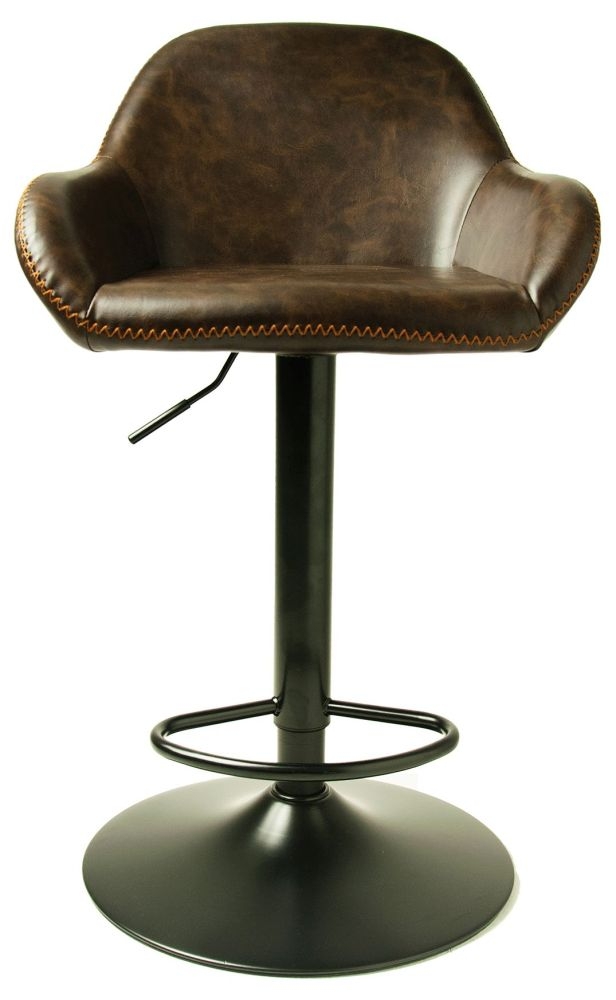 Hawai Barstools - Set of 2 - Gas Lift - Vintage Leather - Chestnut