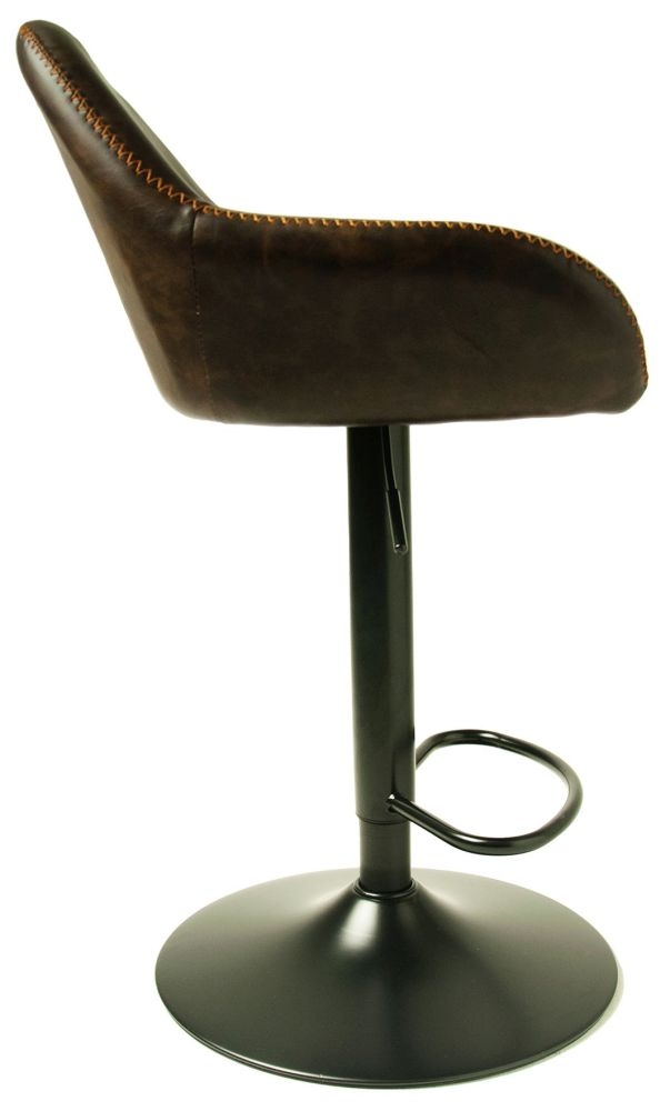 Hawai Barstools - Set of 2 - Gas Lift - Vintage Leather - Chestnut
