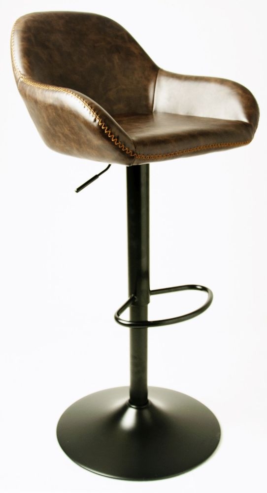 Hawai Barstools - Set of 2 - Gas Lift - Vintage Leather - Chestnut
