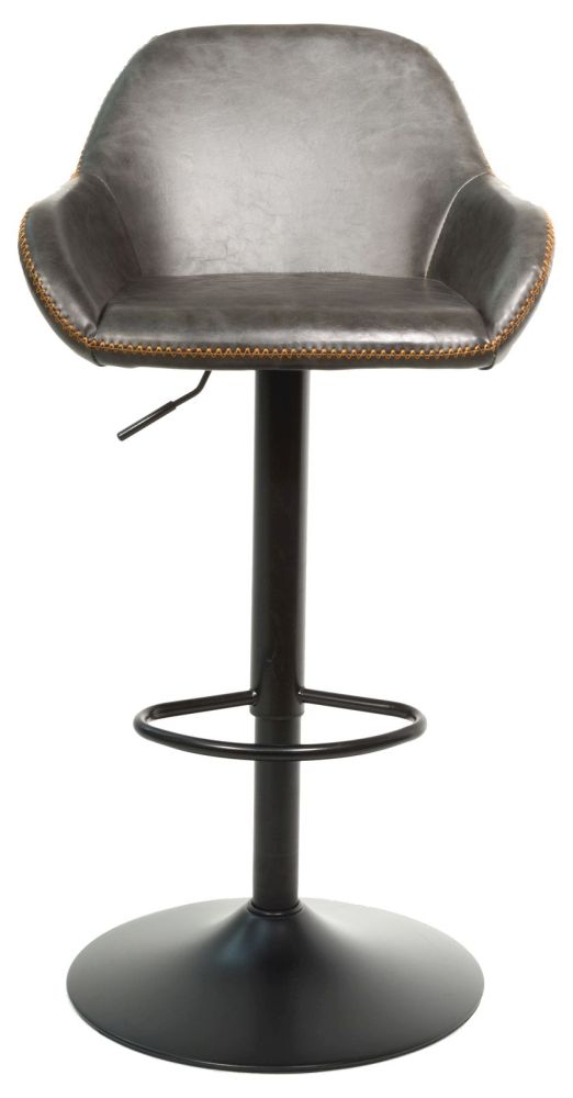 Hawai Barstools - Set of 2 - Gas Lift - Vintage Leather - Grey