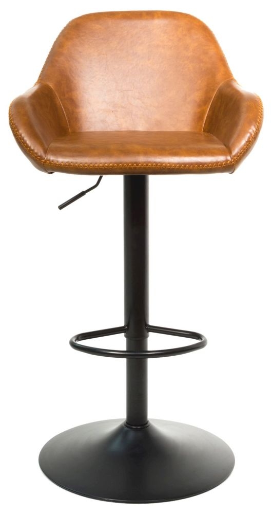 Hawai Barstools - Set of 2 - Gas Lift - Vintage Leather - Tan