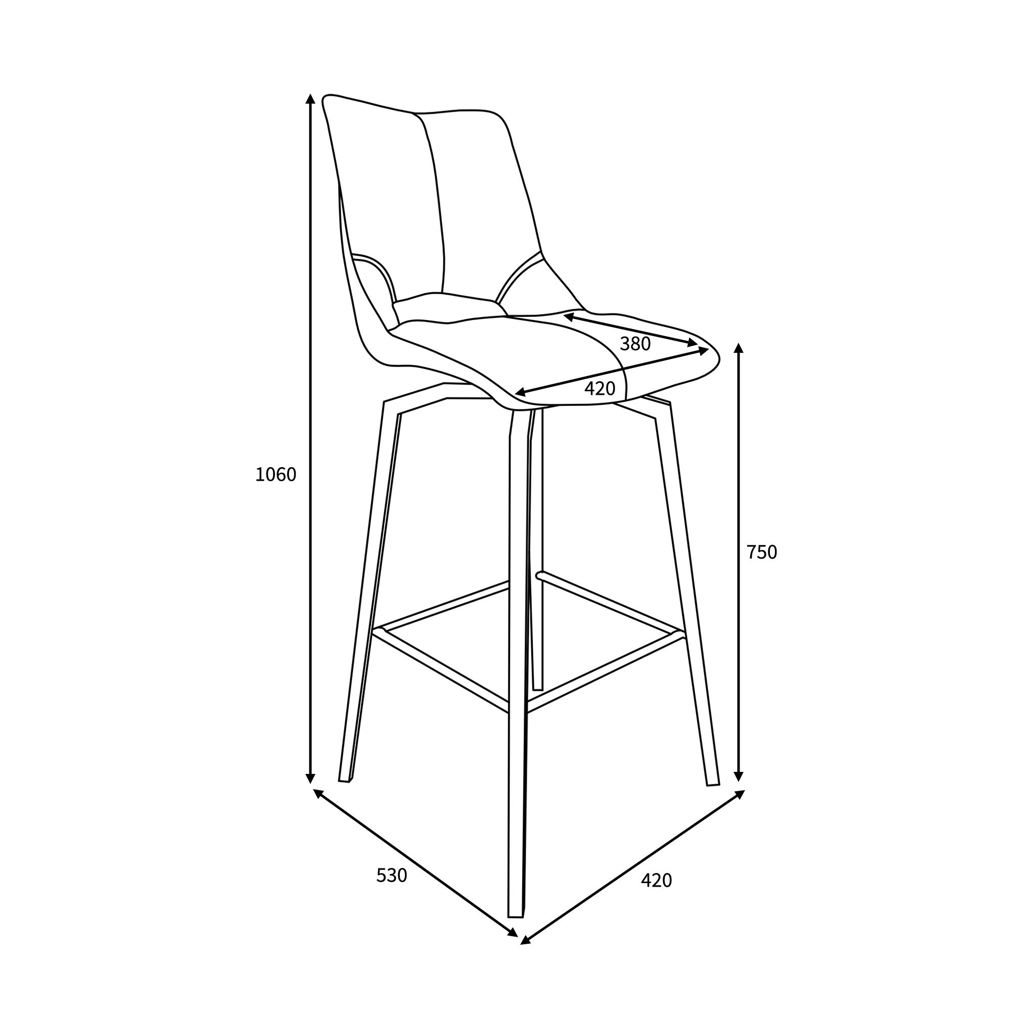 Mako Barstool - Set of 2 - Grey Leather - Swivel