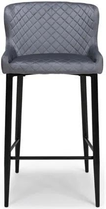 Malmo Barstool with Back - Set of 2 - Grey Fabric