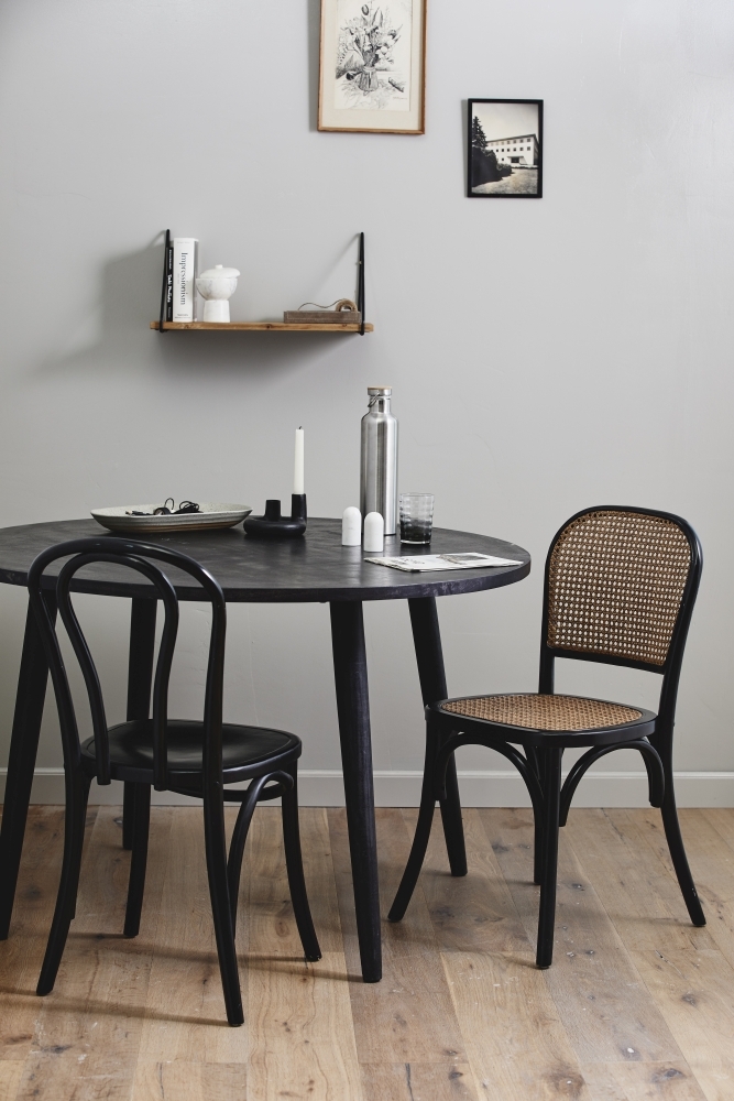 Bistro Bar Chairs - Set of 2 - Wooden - Shiny Black