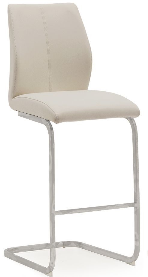 Elis Barstool - Set of 2 - Taupe Faux Leather - Chrome