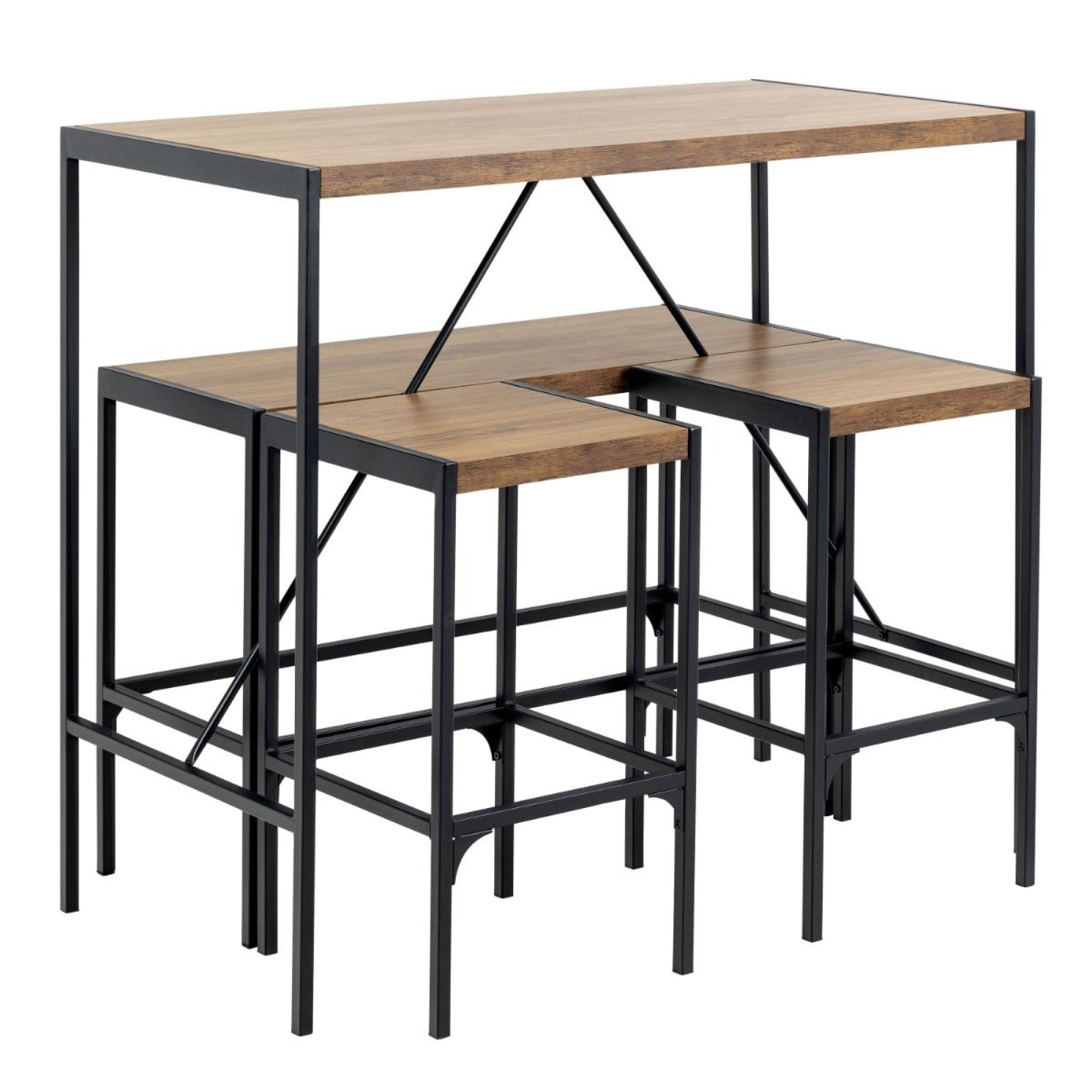 Bahamas Bar Table Set - Black and Oak