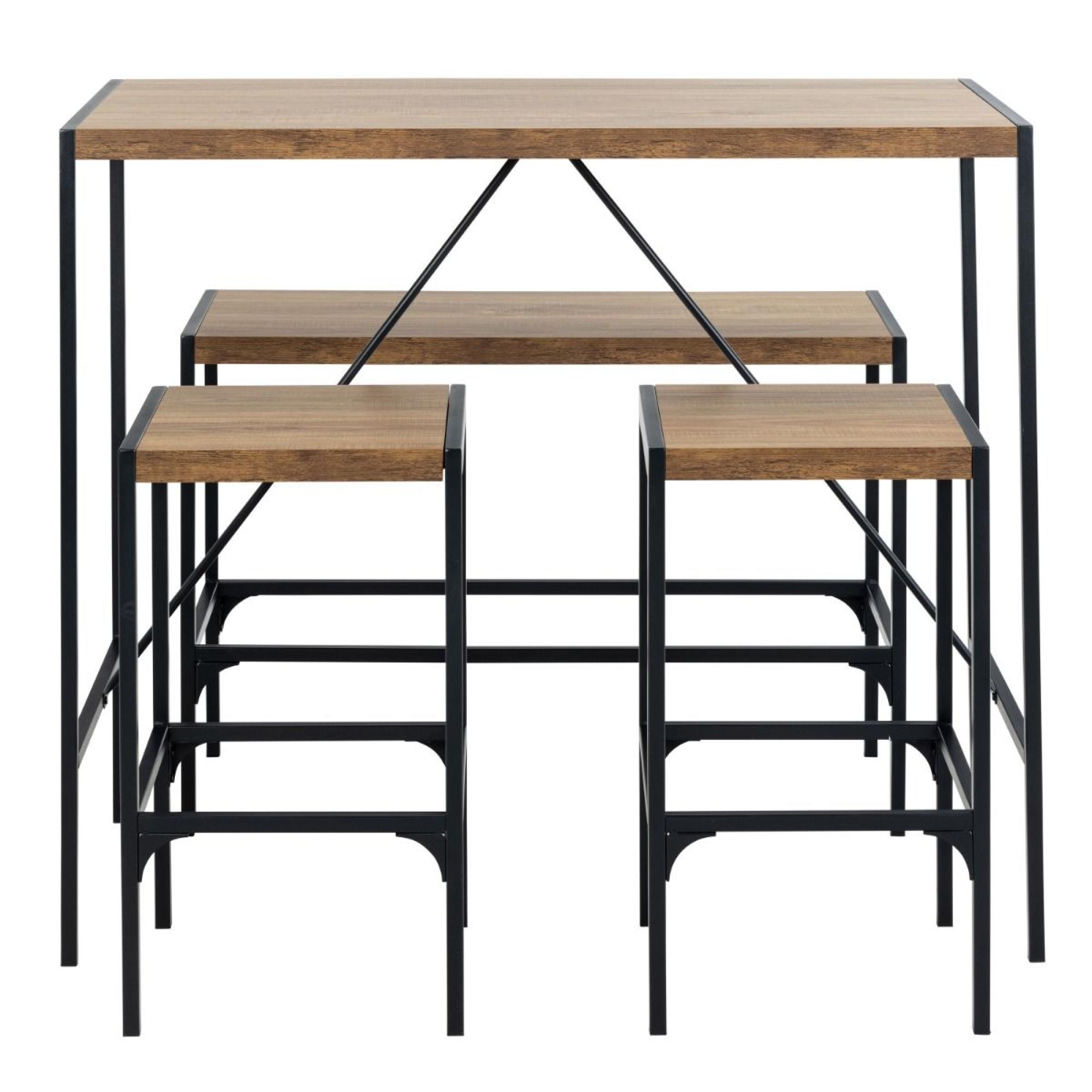 Bahamas Bar Table Set - Black and Oak