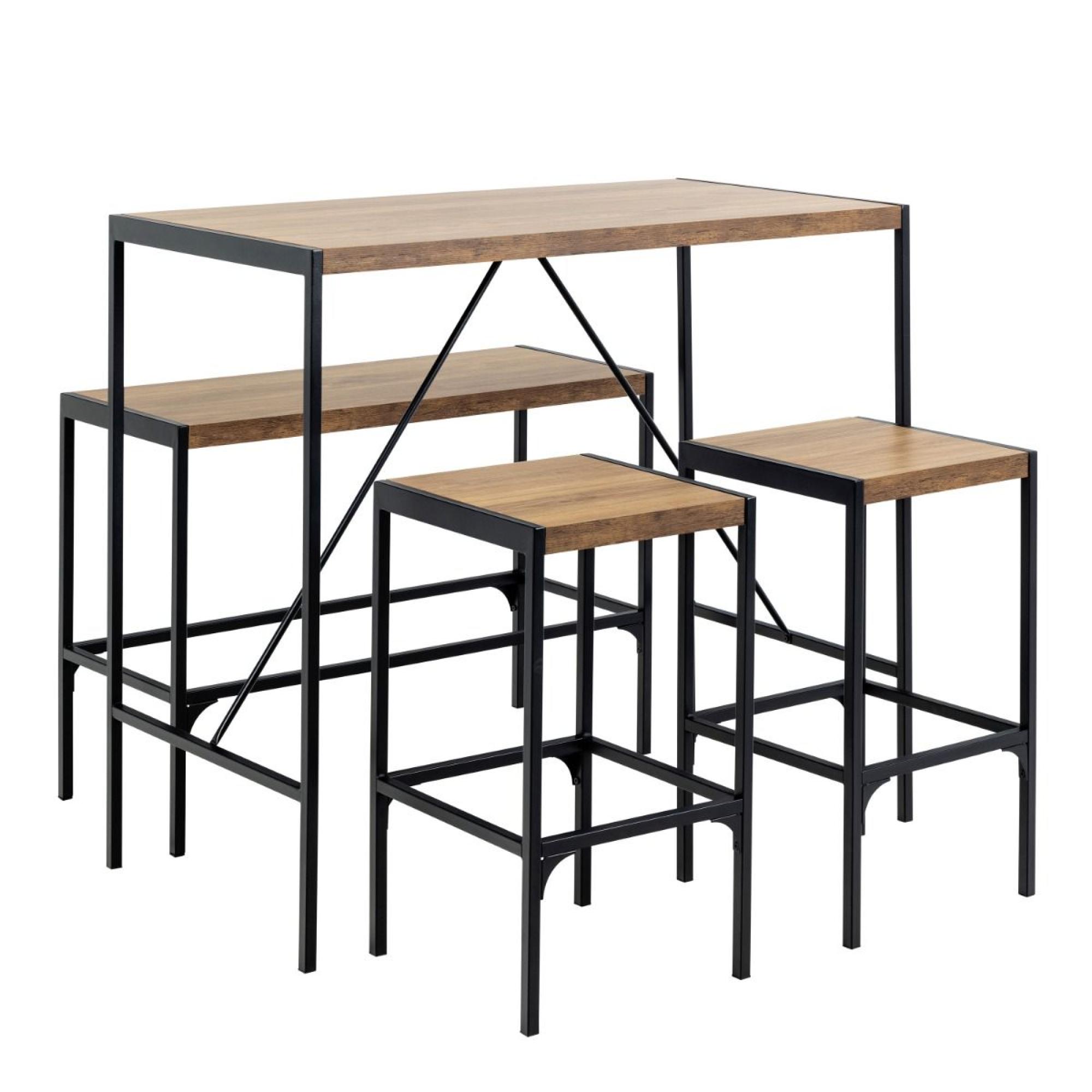 Bahamas Bar Table Set - Black and Oak