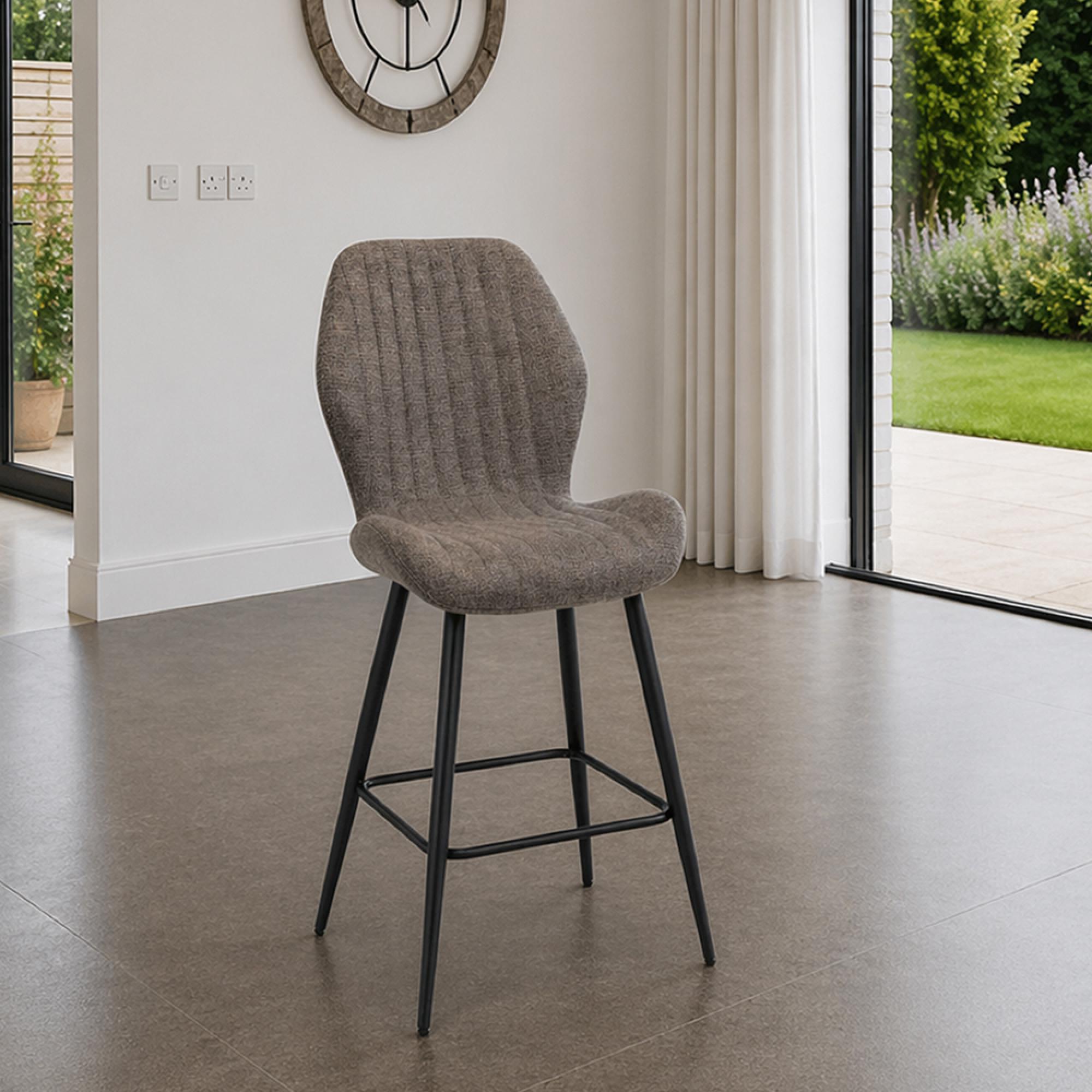 Bardo Counter Stool - Set of 2 - Fabric - Charcoal