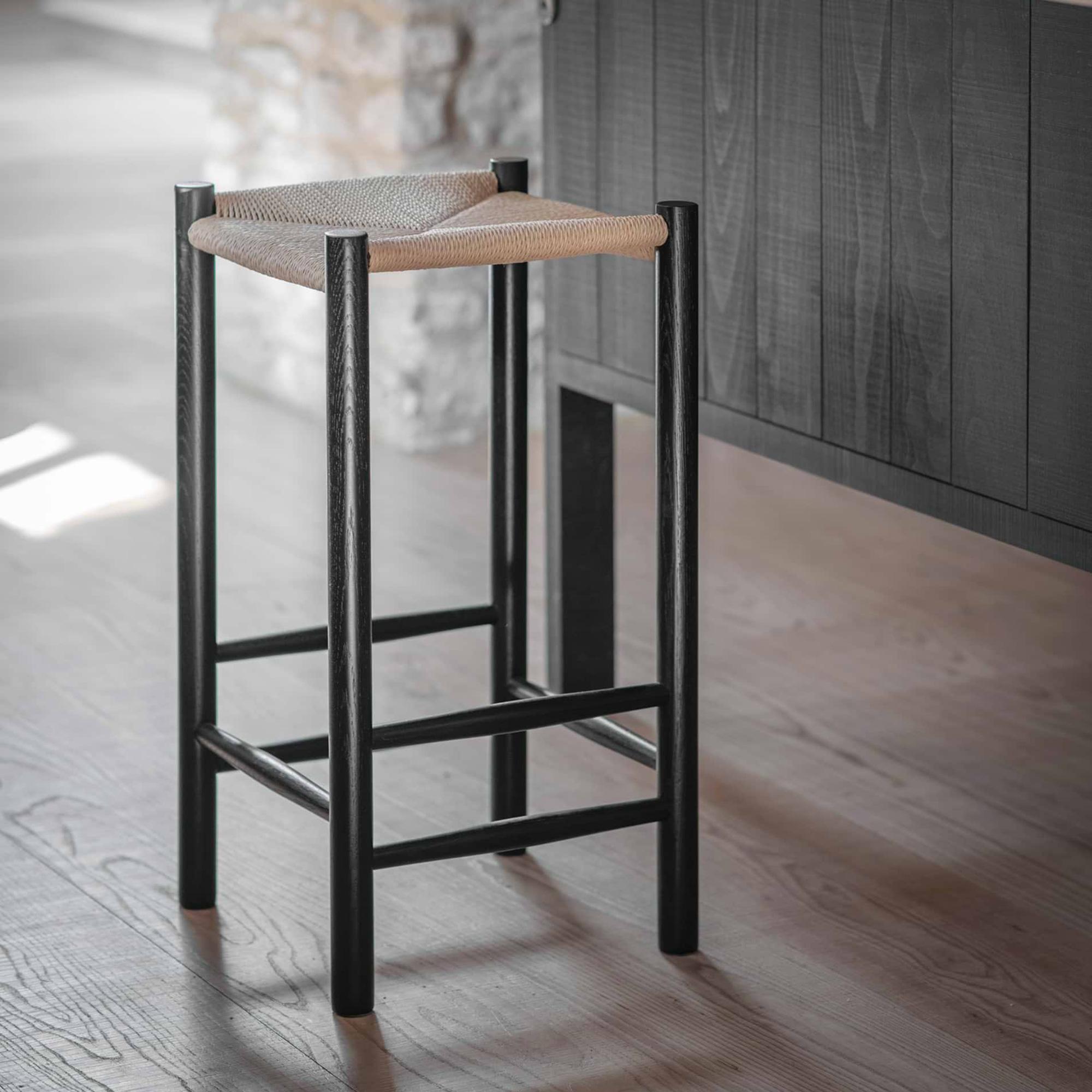 Longworth Bar Stool Black and Rattan