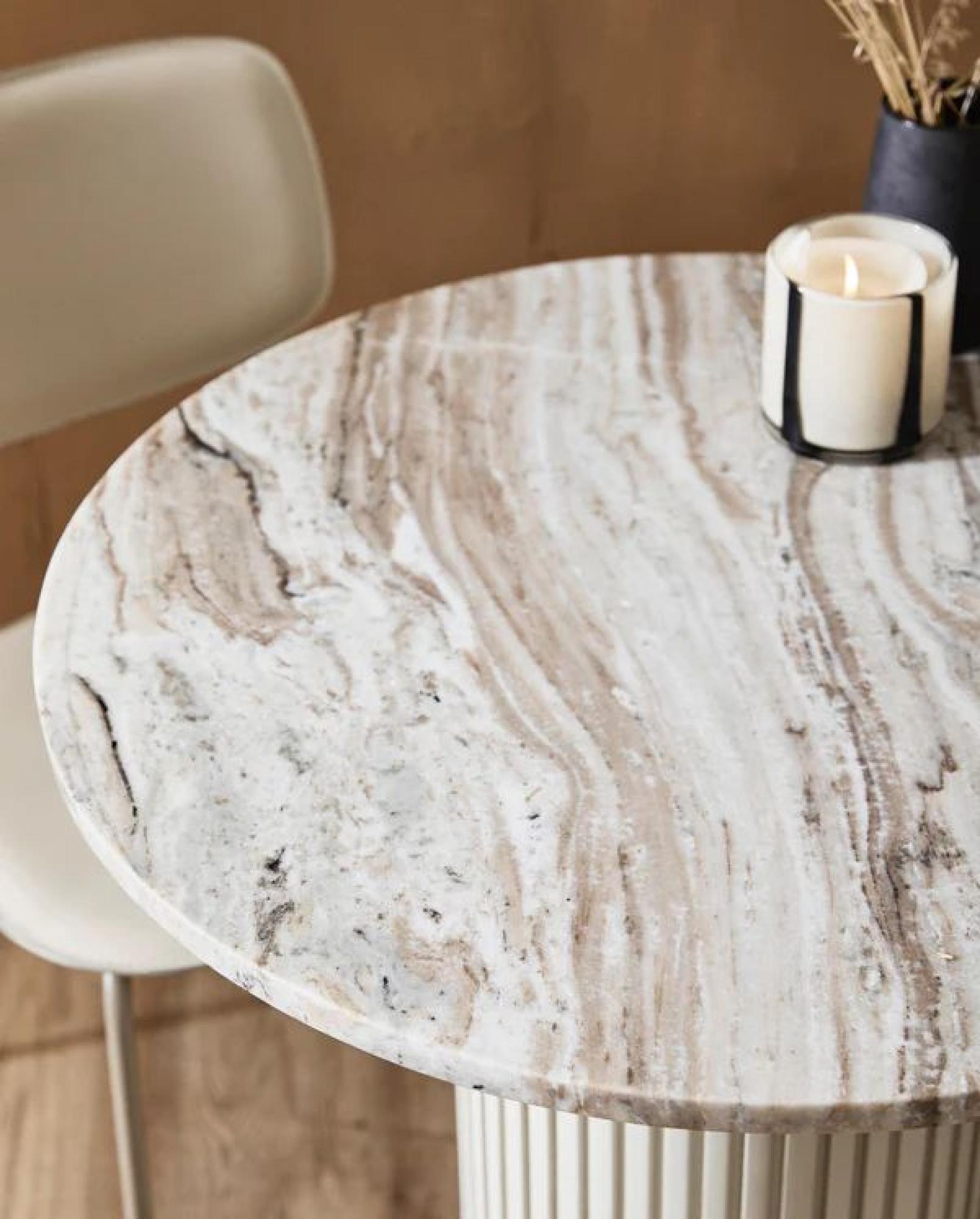 Erie Cafe Table - Round - Ivory Marble