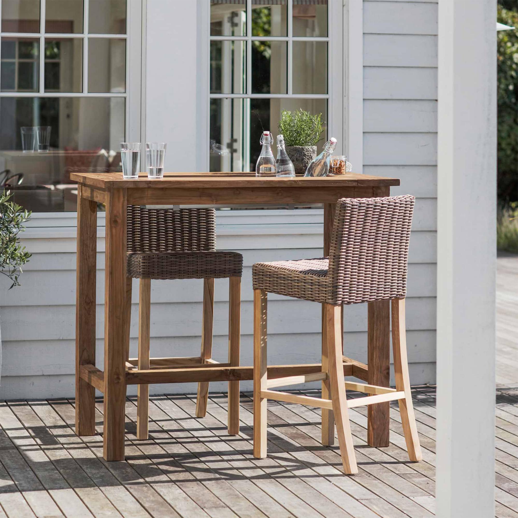 St Mawes Outdoor Bar Table with Trough 120cm Reclaimed Teak Wood