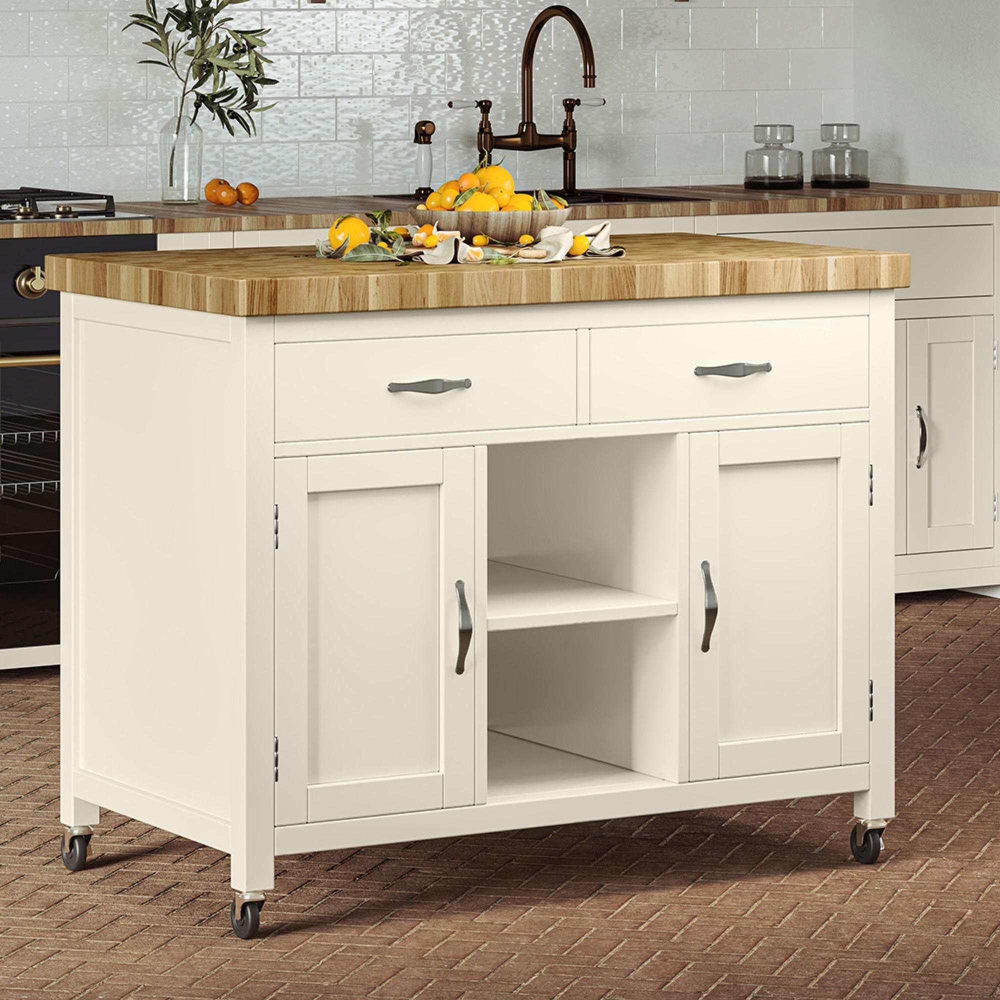 Cream Kitchen Island - Butchers Block