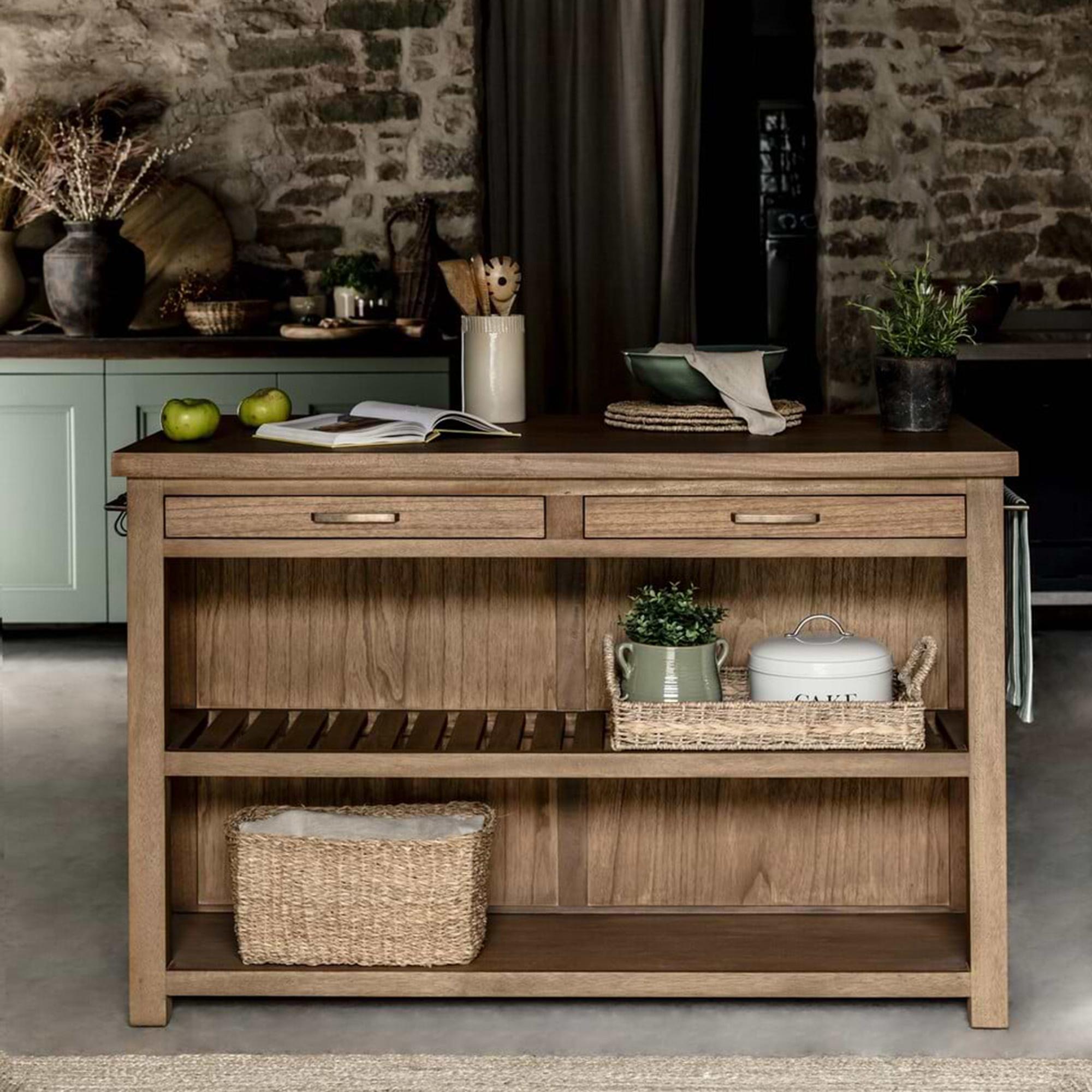 Walcote Kitchen Island Natural Wood