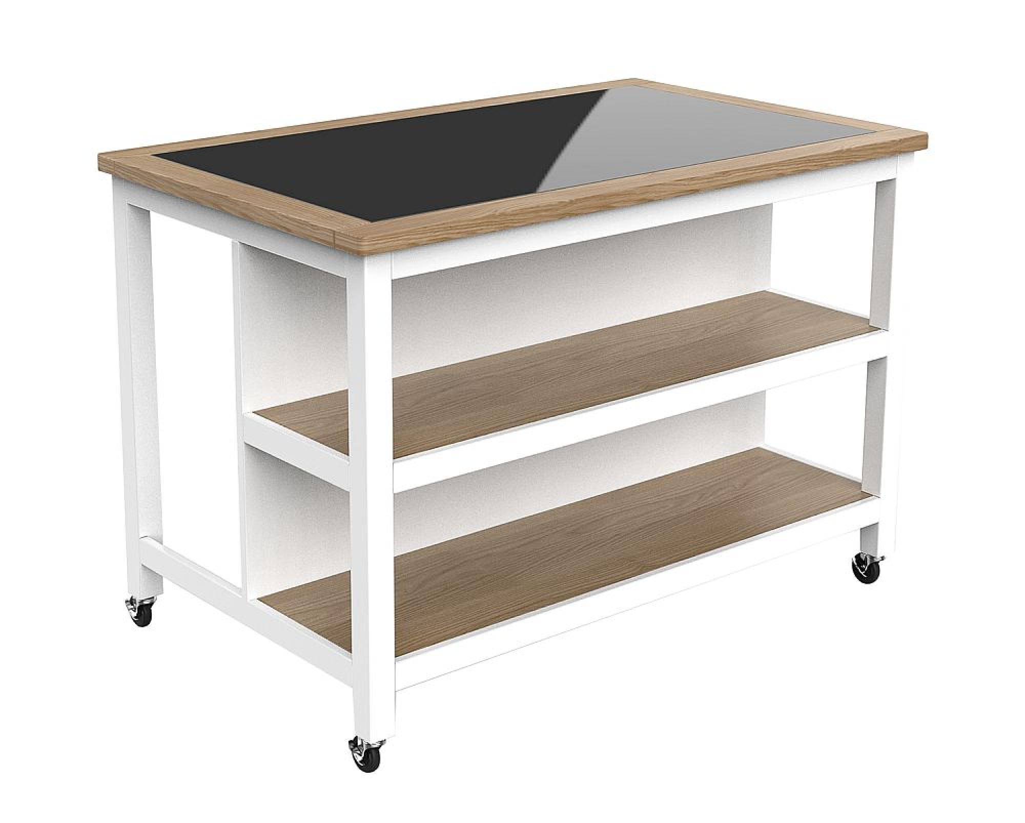 White Open Kitchen Island - Breakfast Bar