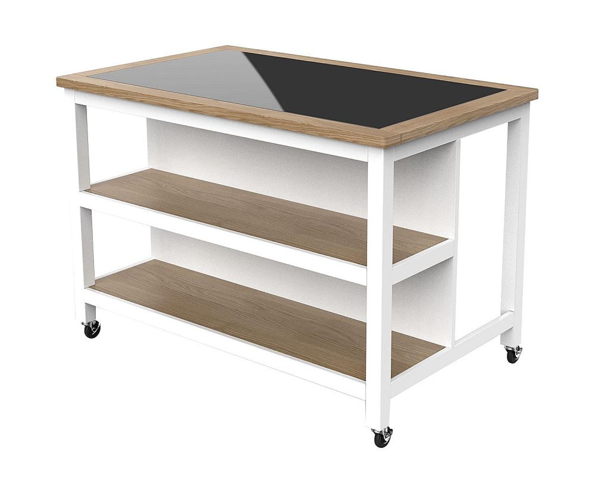 White Open Kitchen Island - Breakfast Bar