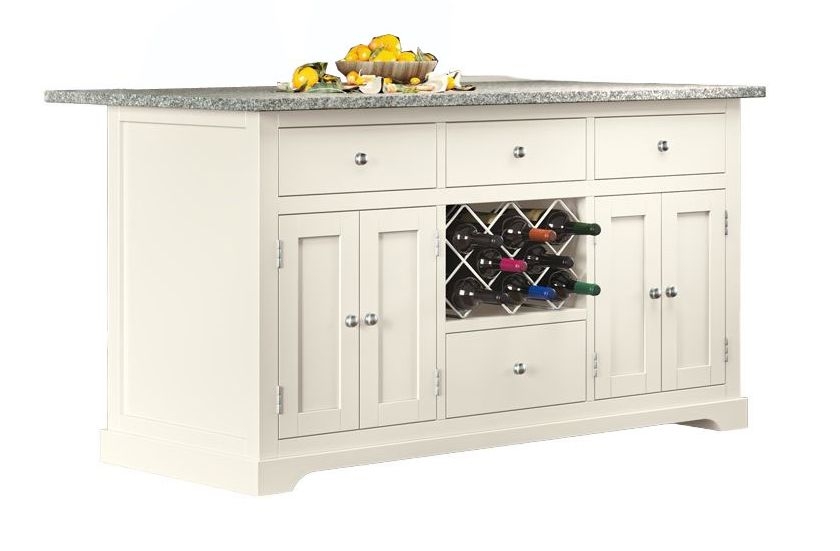 Cream Kitchen Island with Grey Granite Top