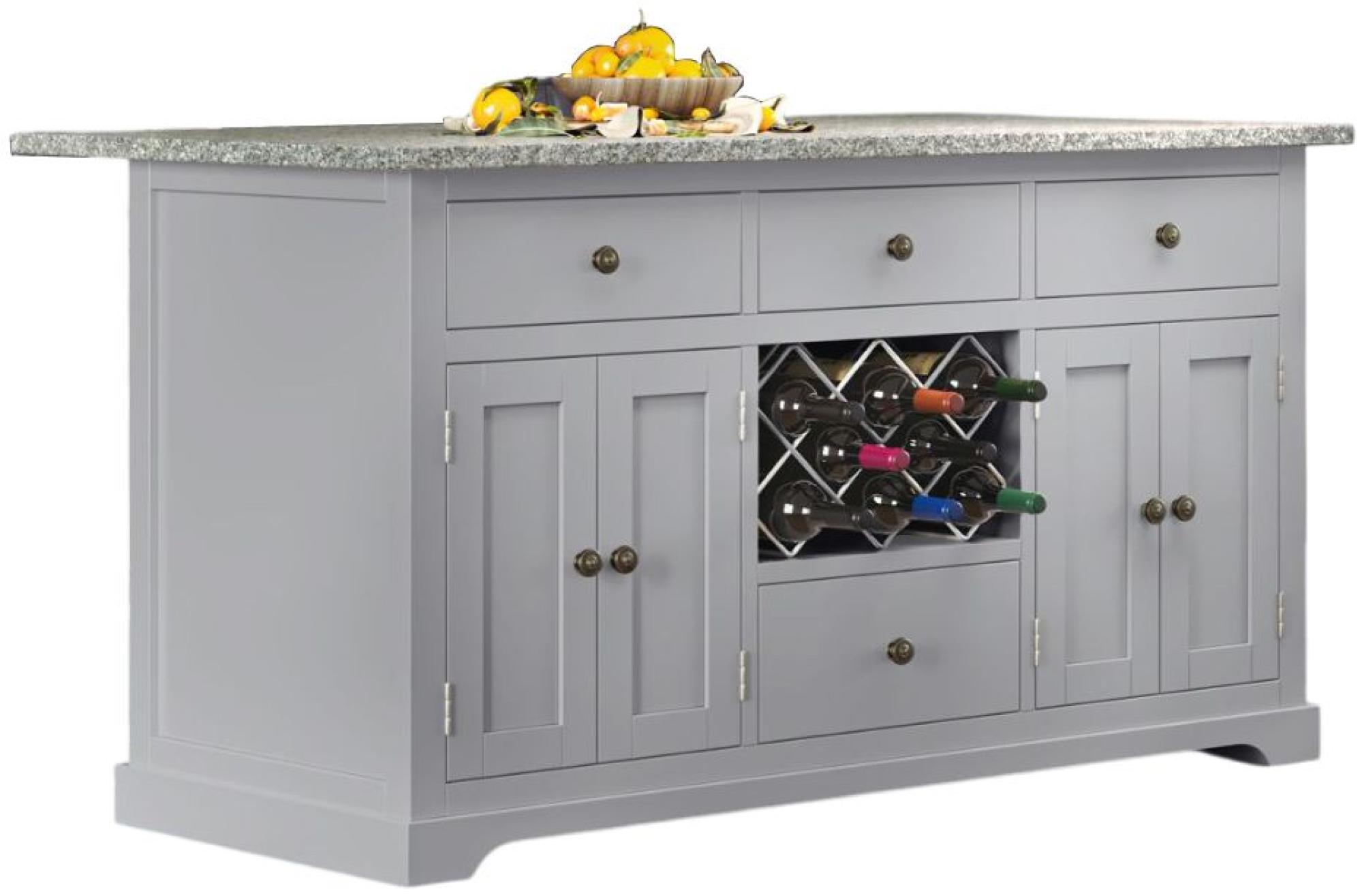 Grey Kitchen Island - Black Granite Top