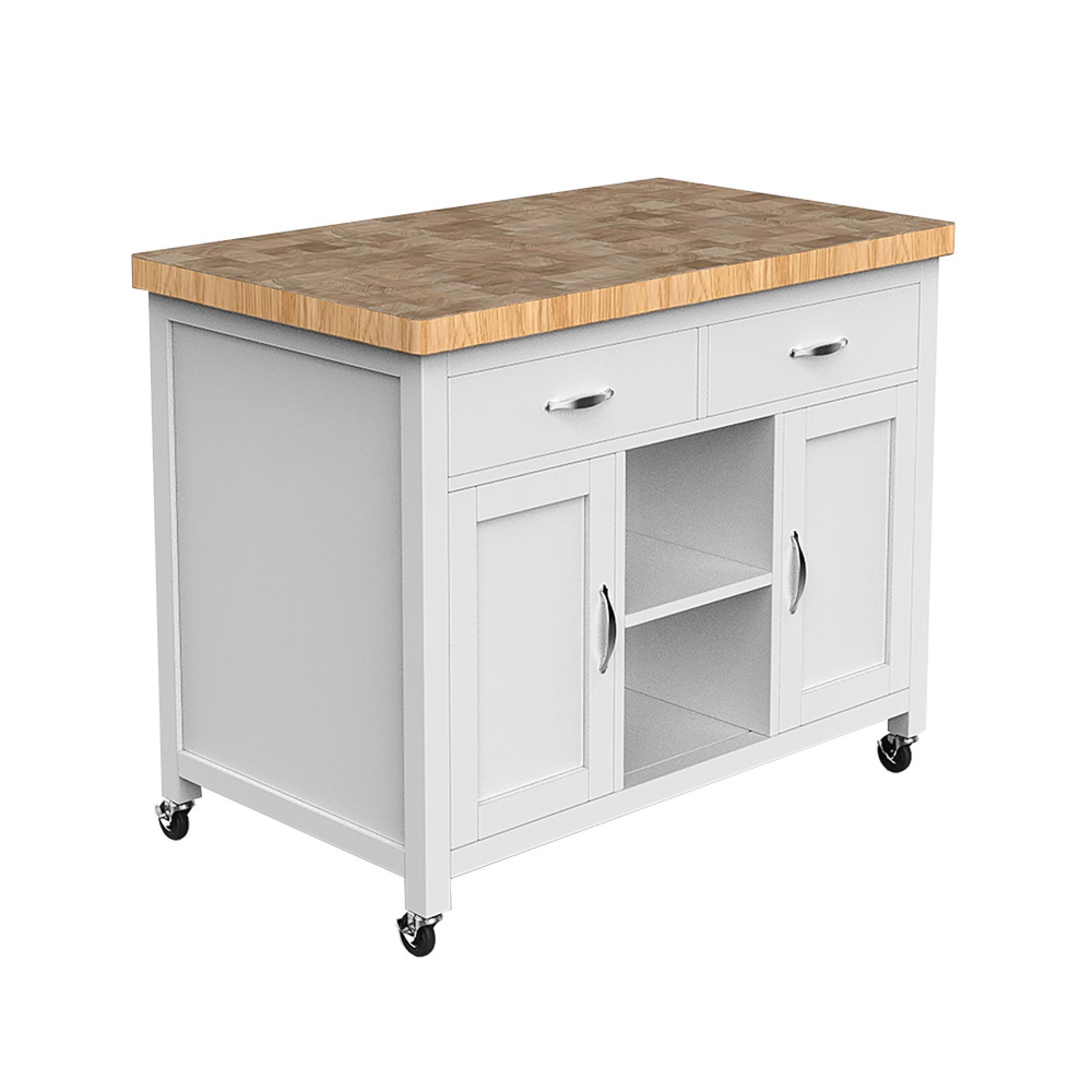 White Kitchen Island - Butchers Block