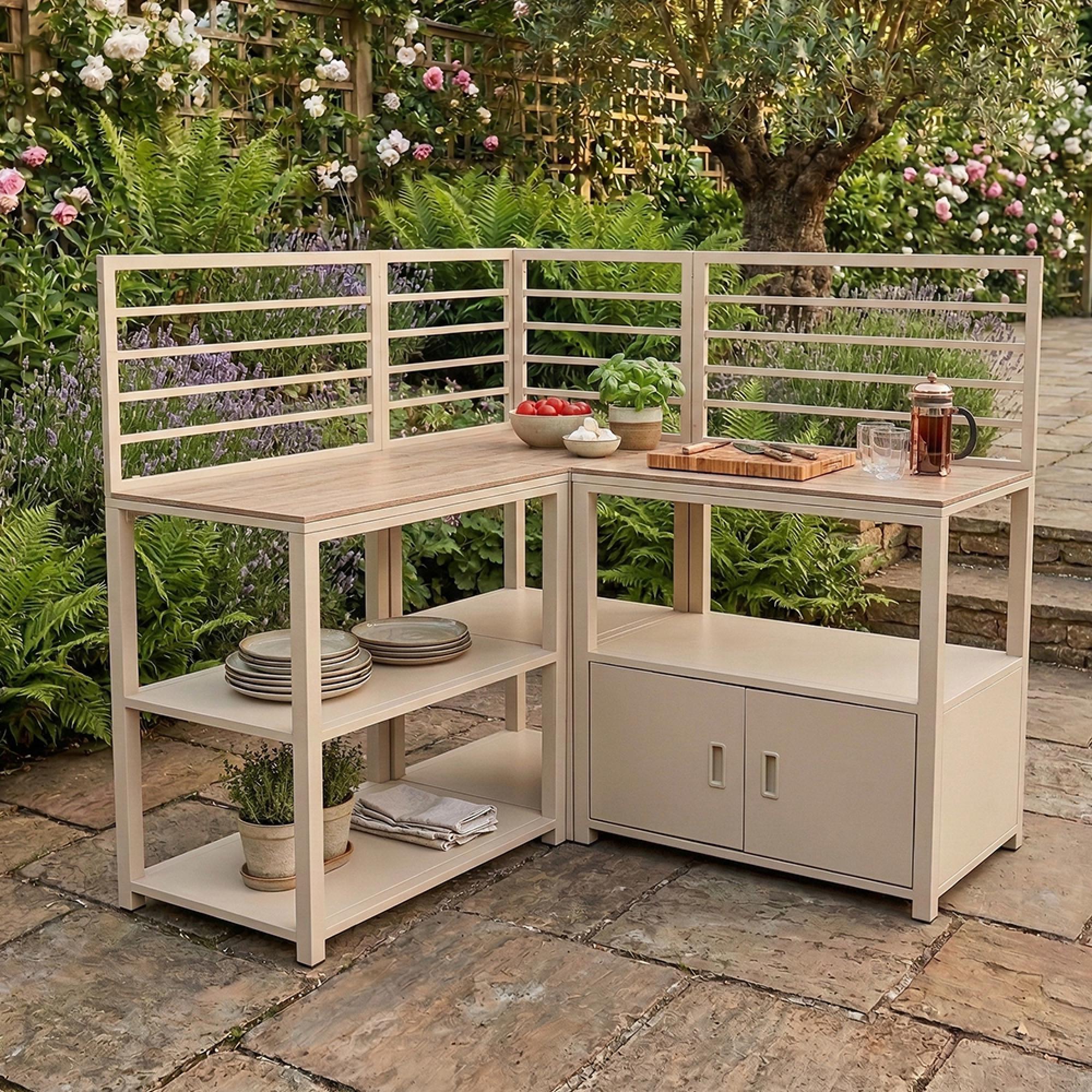 Sicily Outdoor Kitchen Set - Sintered Top - Latte