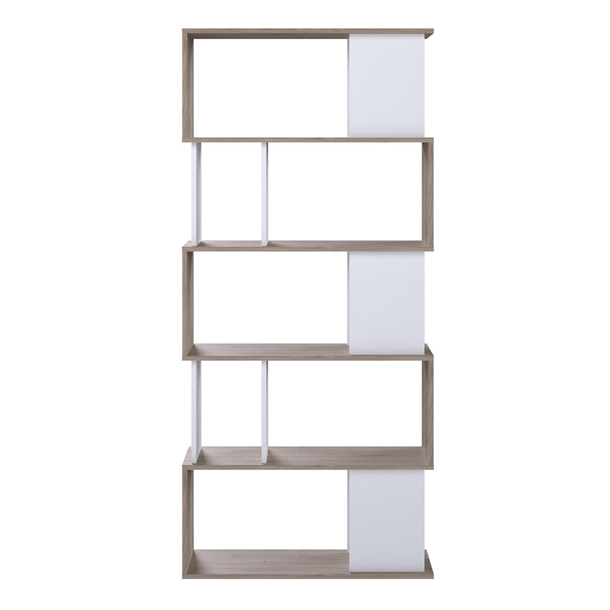 Maze Bookcase - Open - Oak and White
