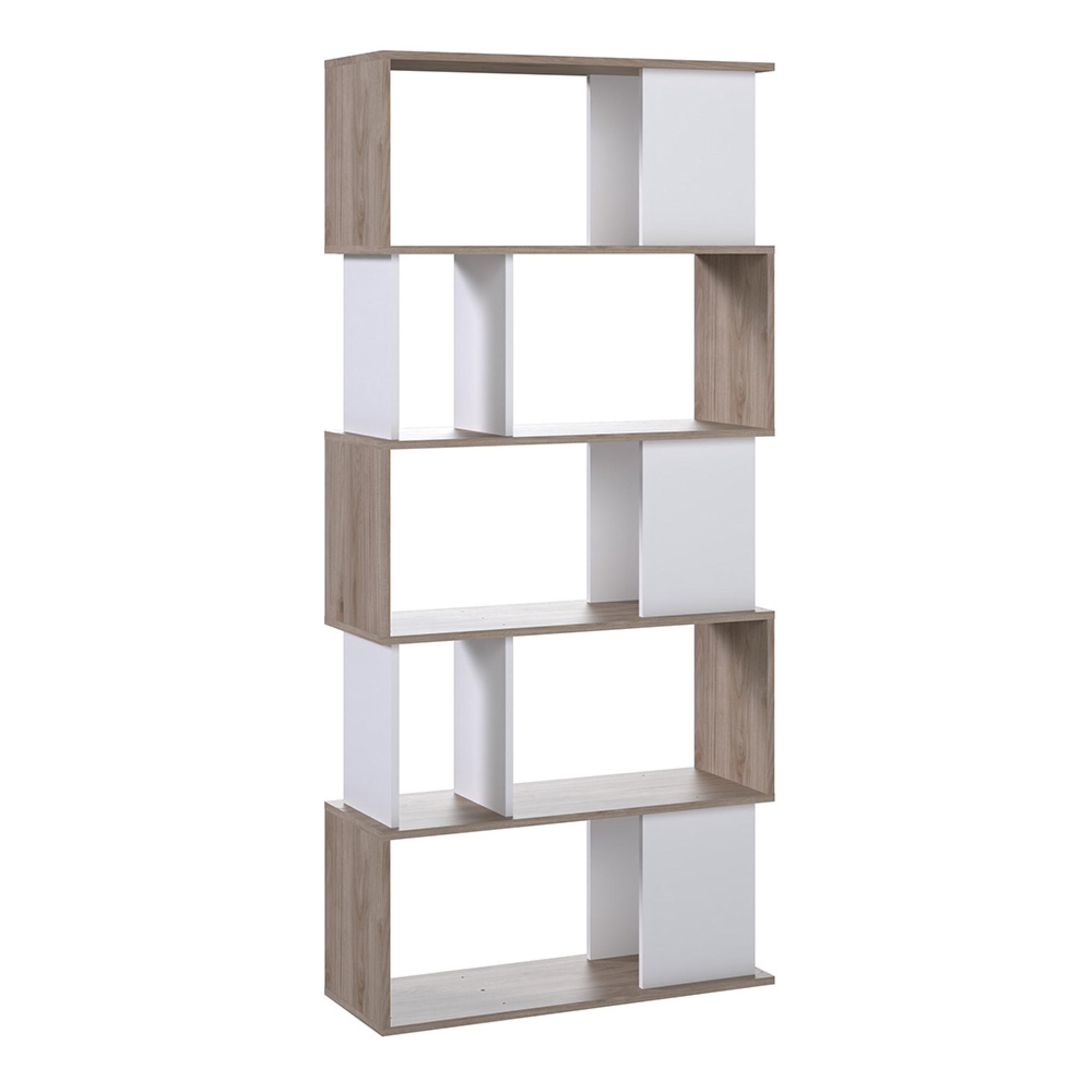 Maze Bookcase - Open - Oak and White