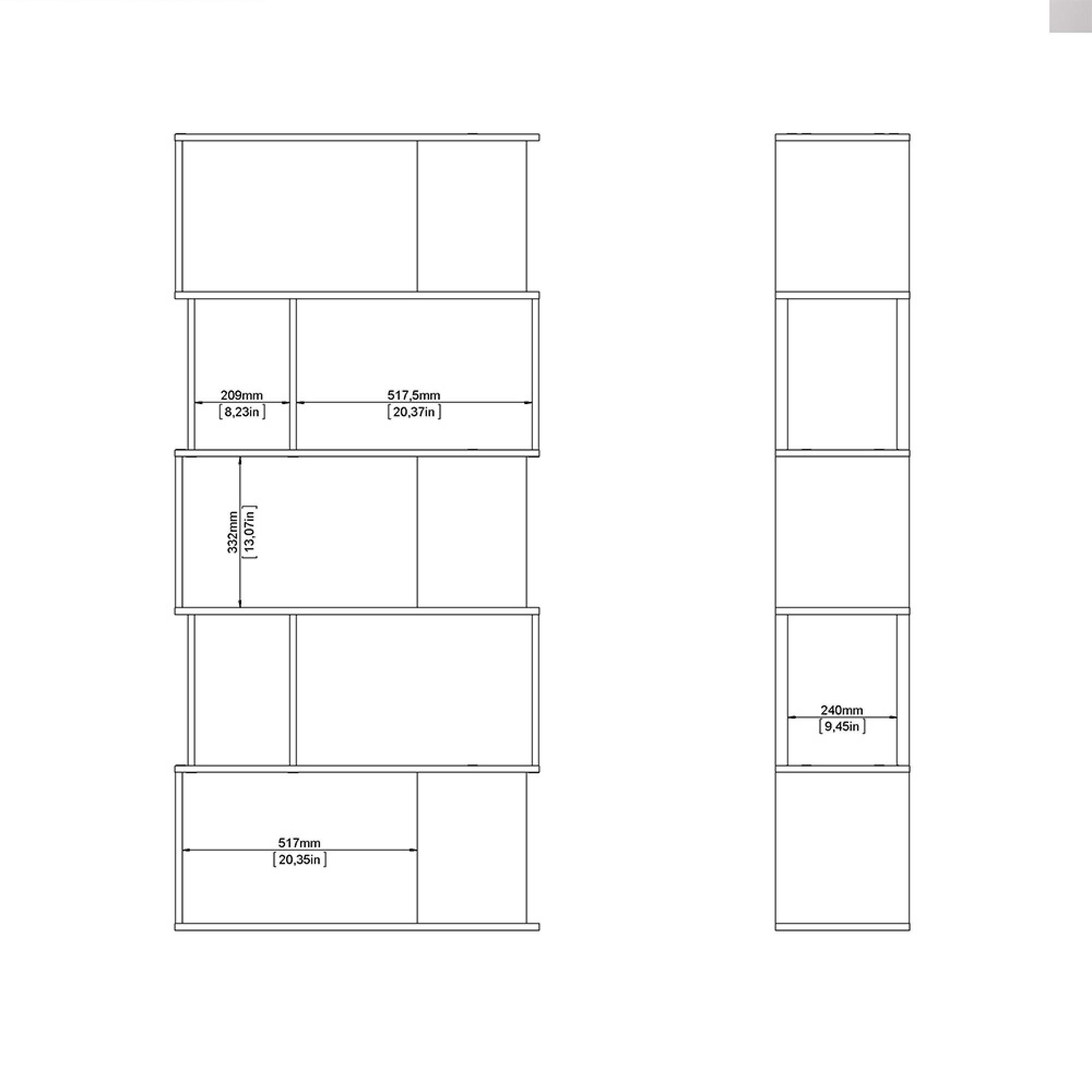 Maze Bookcase - Open - Oak and White