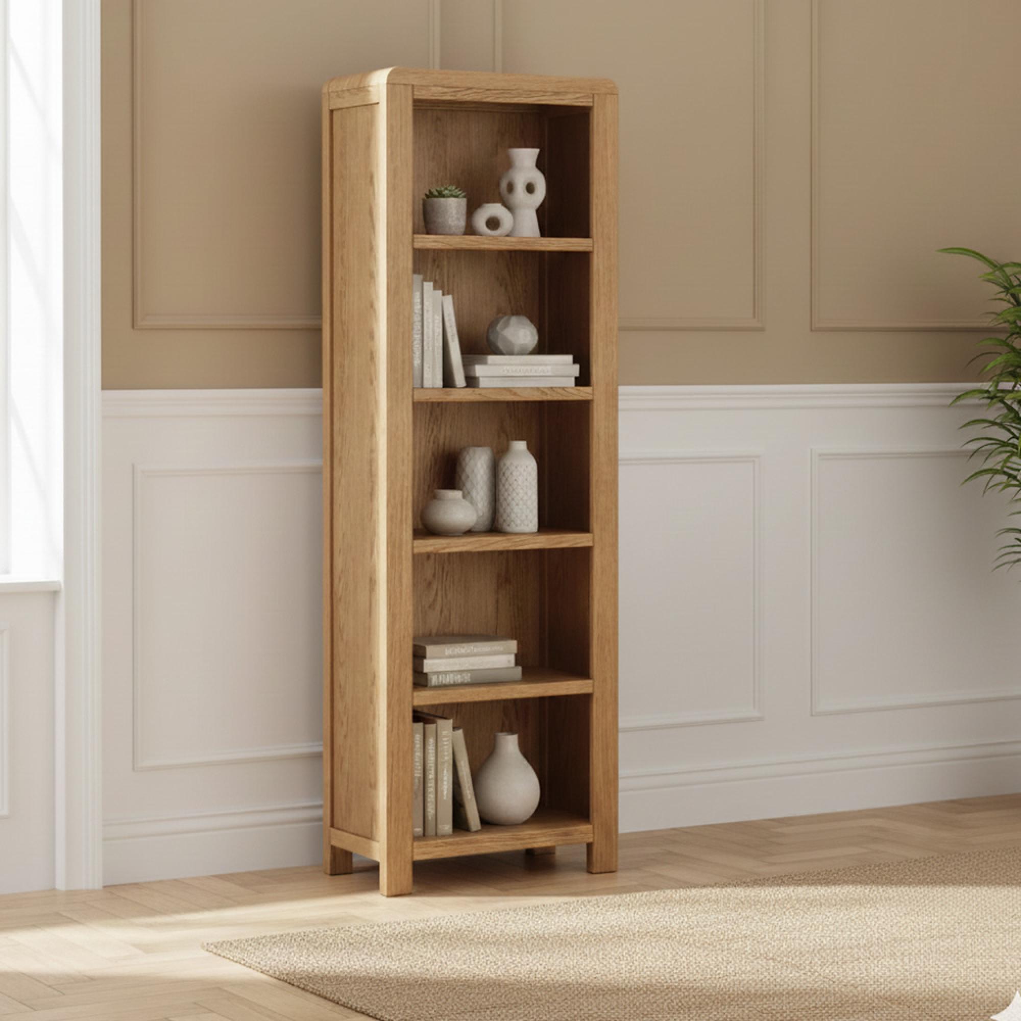 Thurlestone Curved Tall Bookcase - Oak