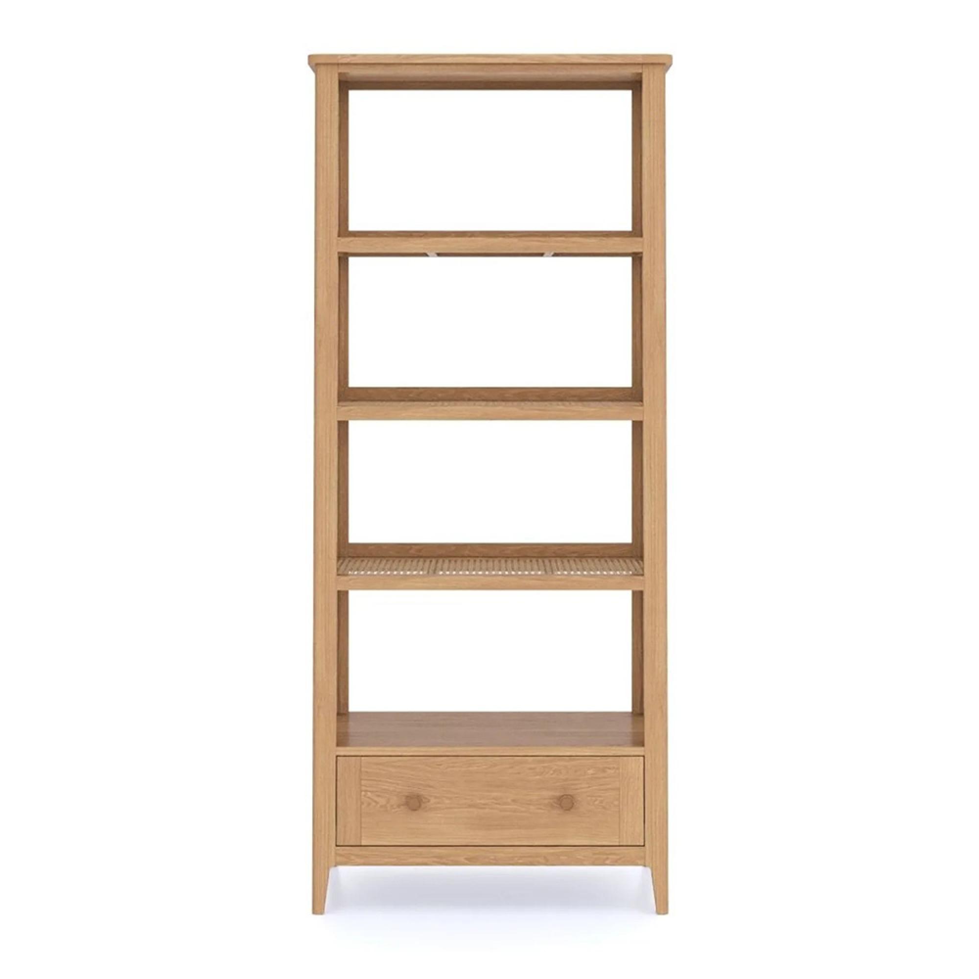 Henley Oak and Rattan Tall Bookcase