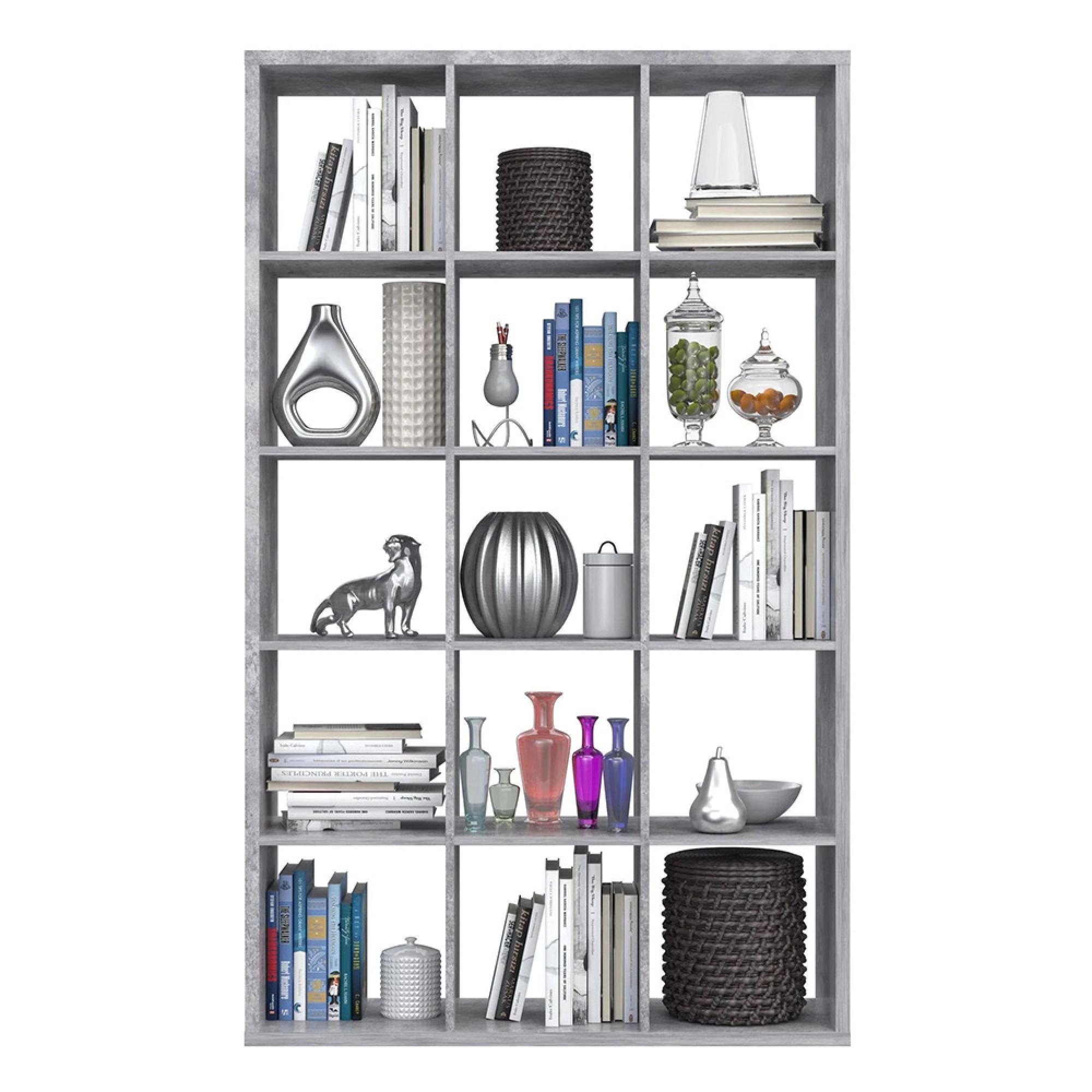 Mauro Shelving Unit - 15 Open - Grey Concrete