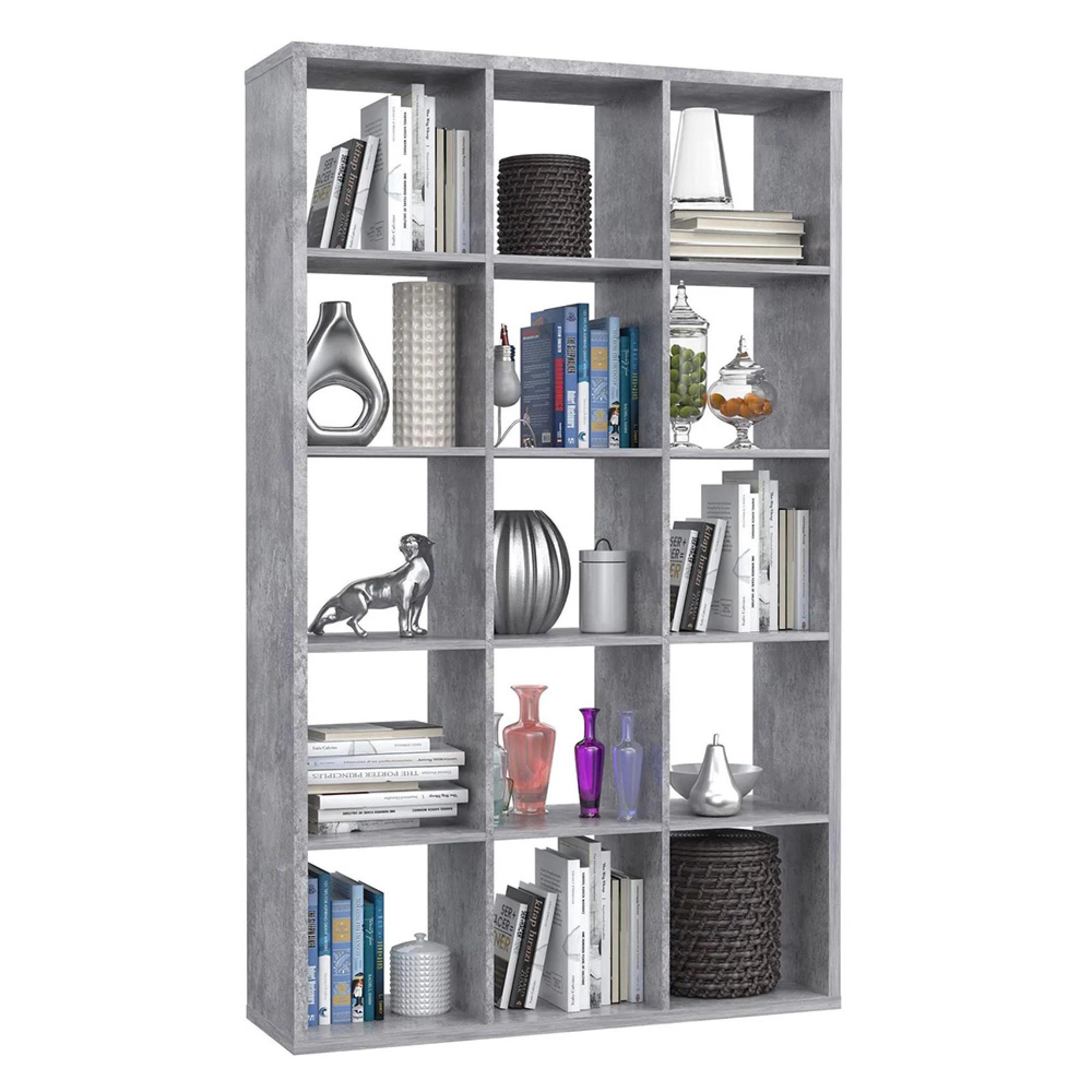 Mauro Shelving Unit - 15 Open - Grey Concrete