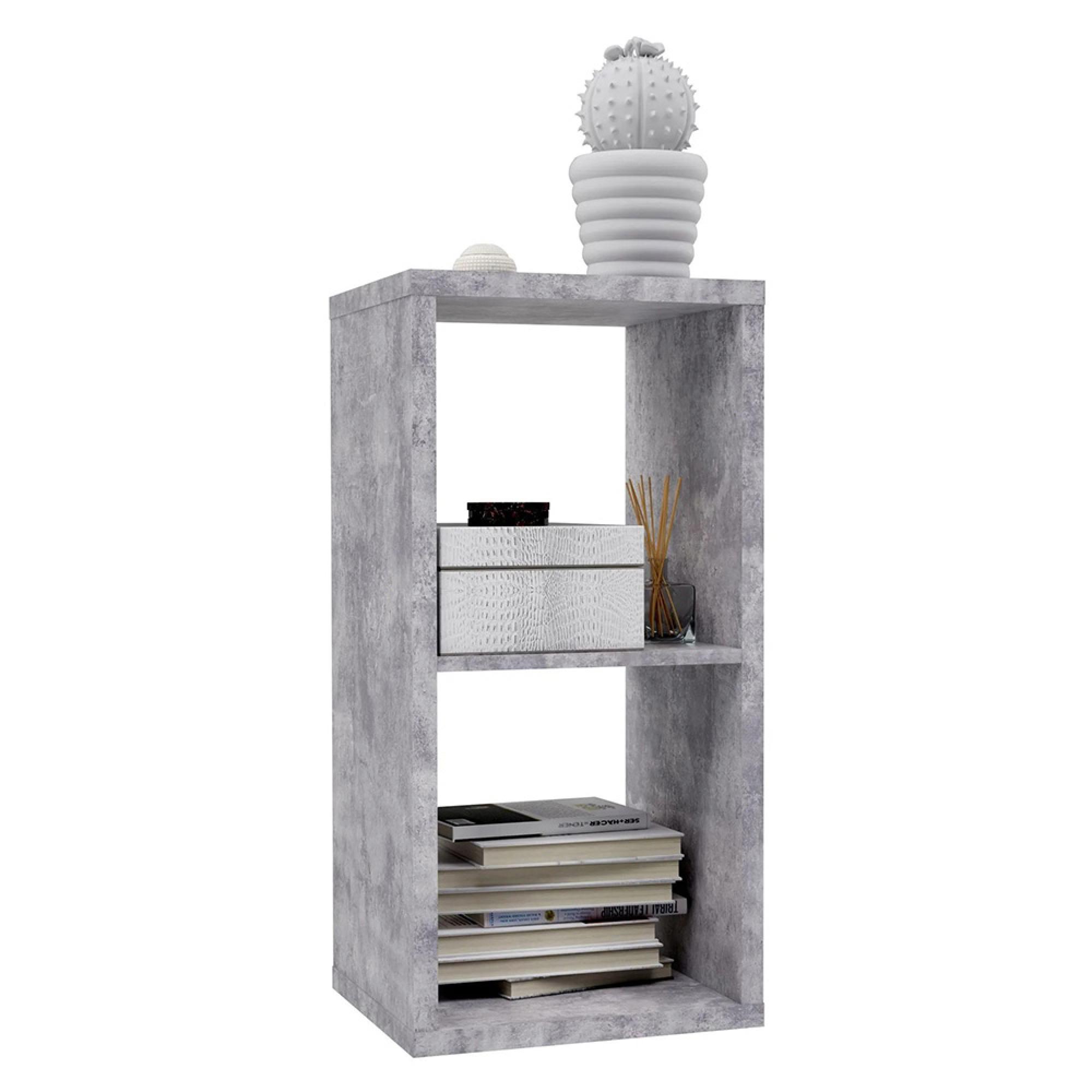 Mauro Shelving Unit - 2 Open - Grey Concrete