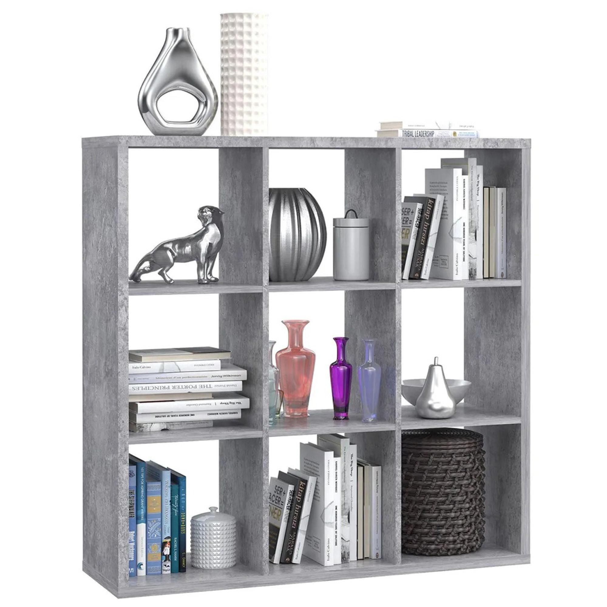 Mauro Shelving Unit - 9 Open - Grey Concrete