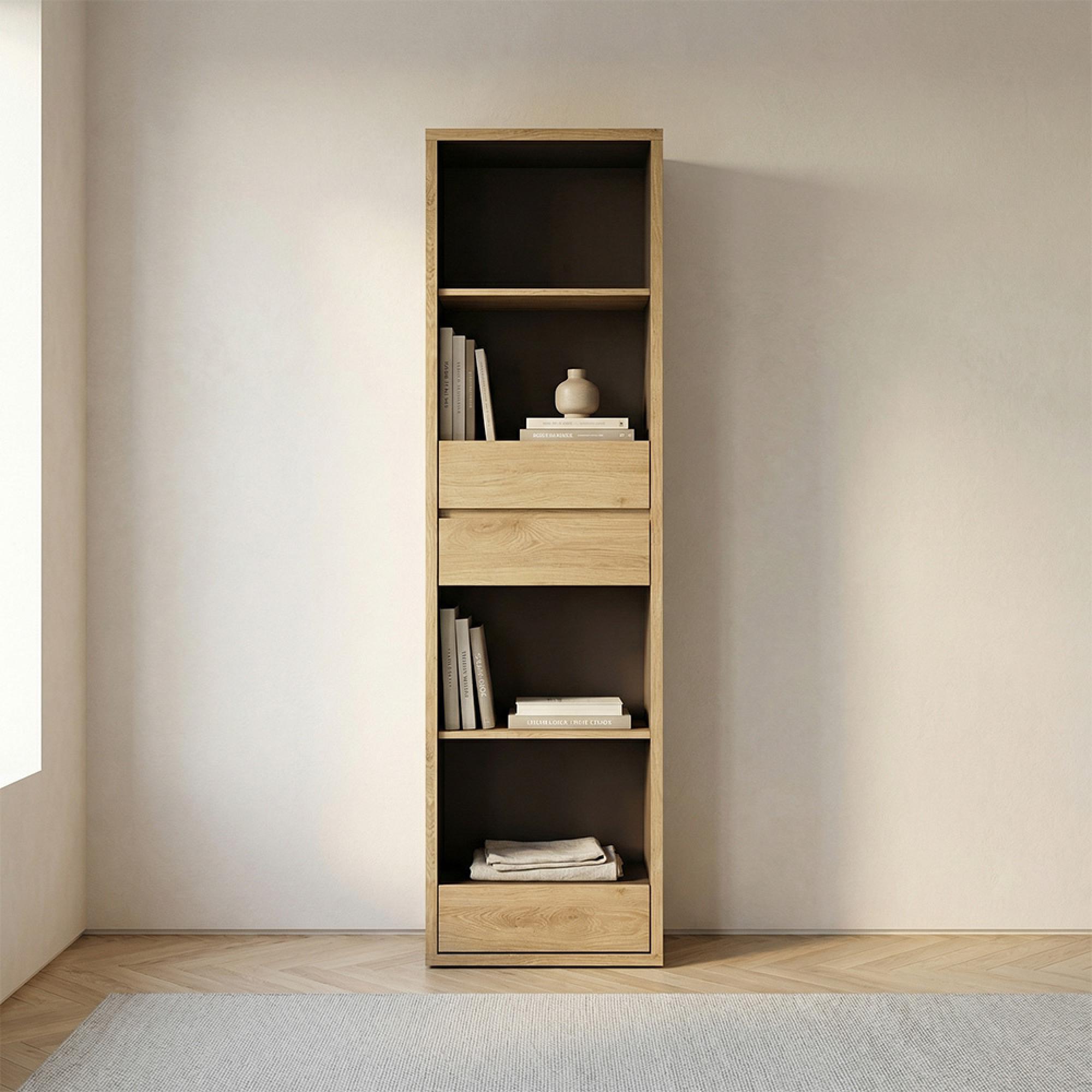 Shetland Bookcase - 3 Drawer - Narrow - Oak