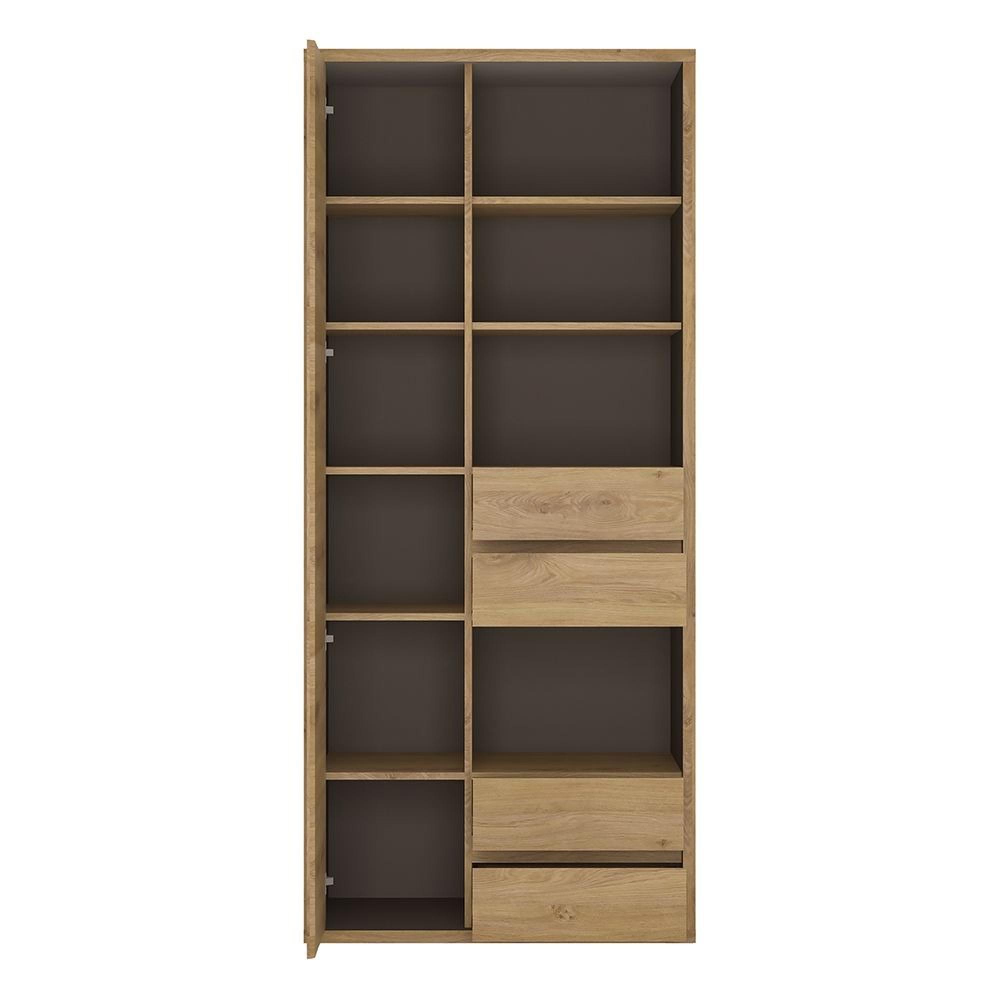 Shetland Bookcase - 1 Door - 4 Drawer - Tall - Oak