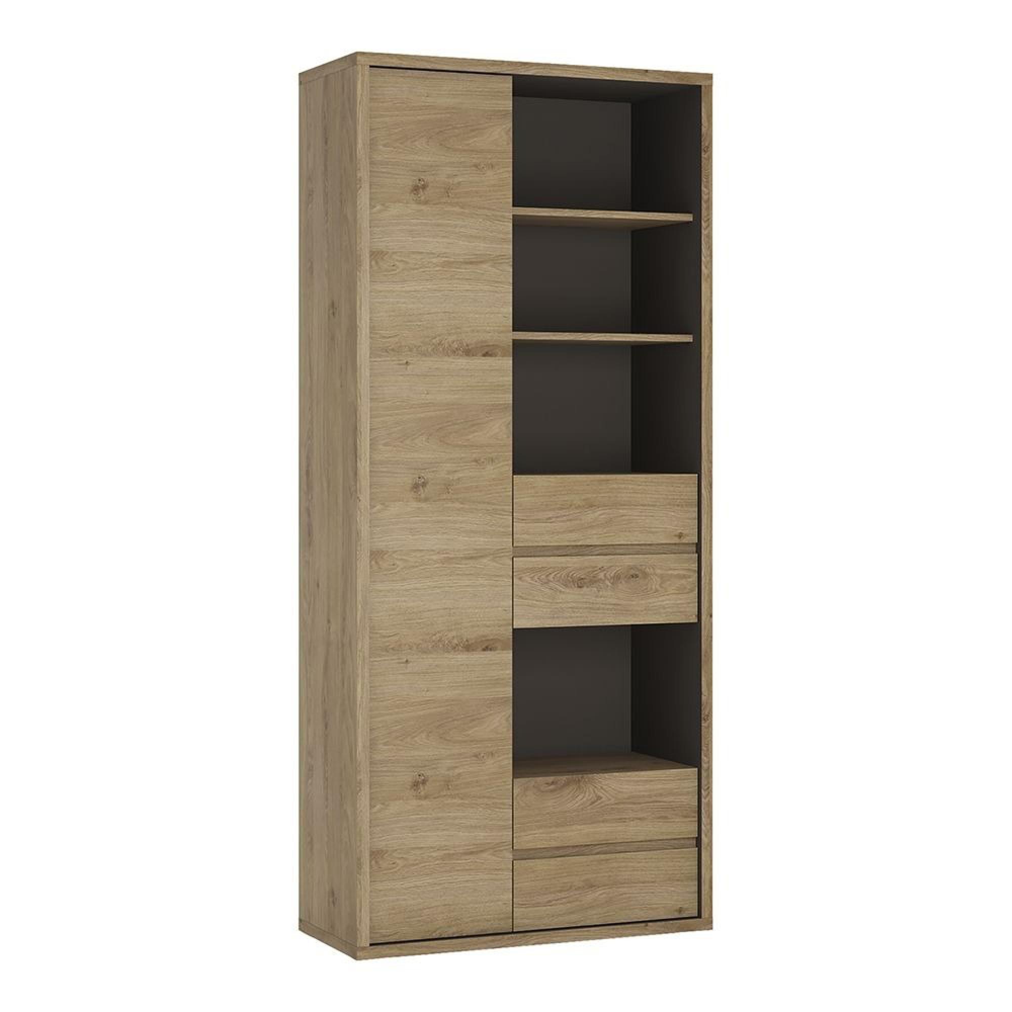 Shetland Bookcase - 1 Door - 4 Drawer - Tall - Oak