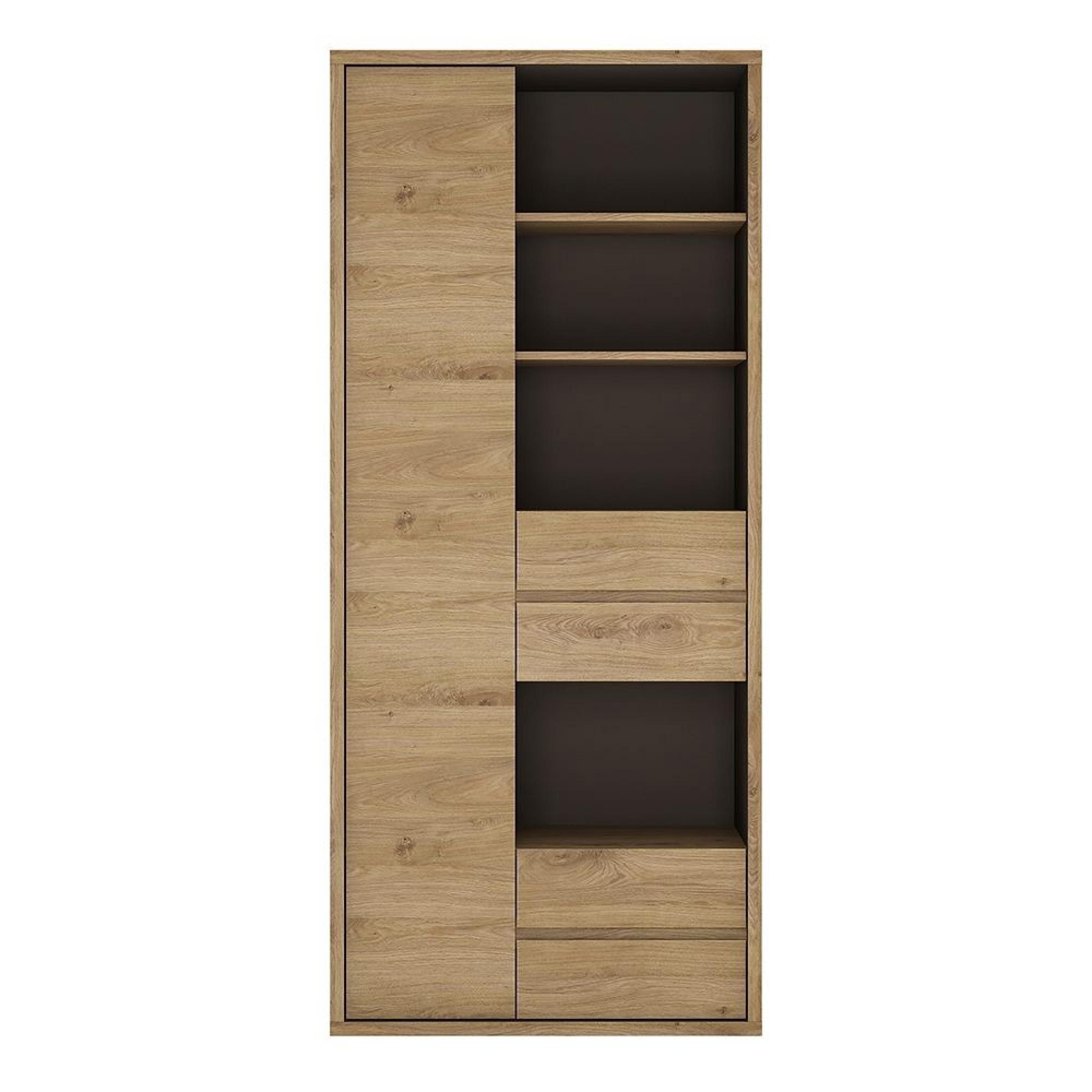 Shetland Bookcase - 1 Door - 4 Drawer - Tall - Oak