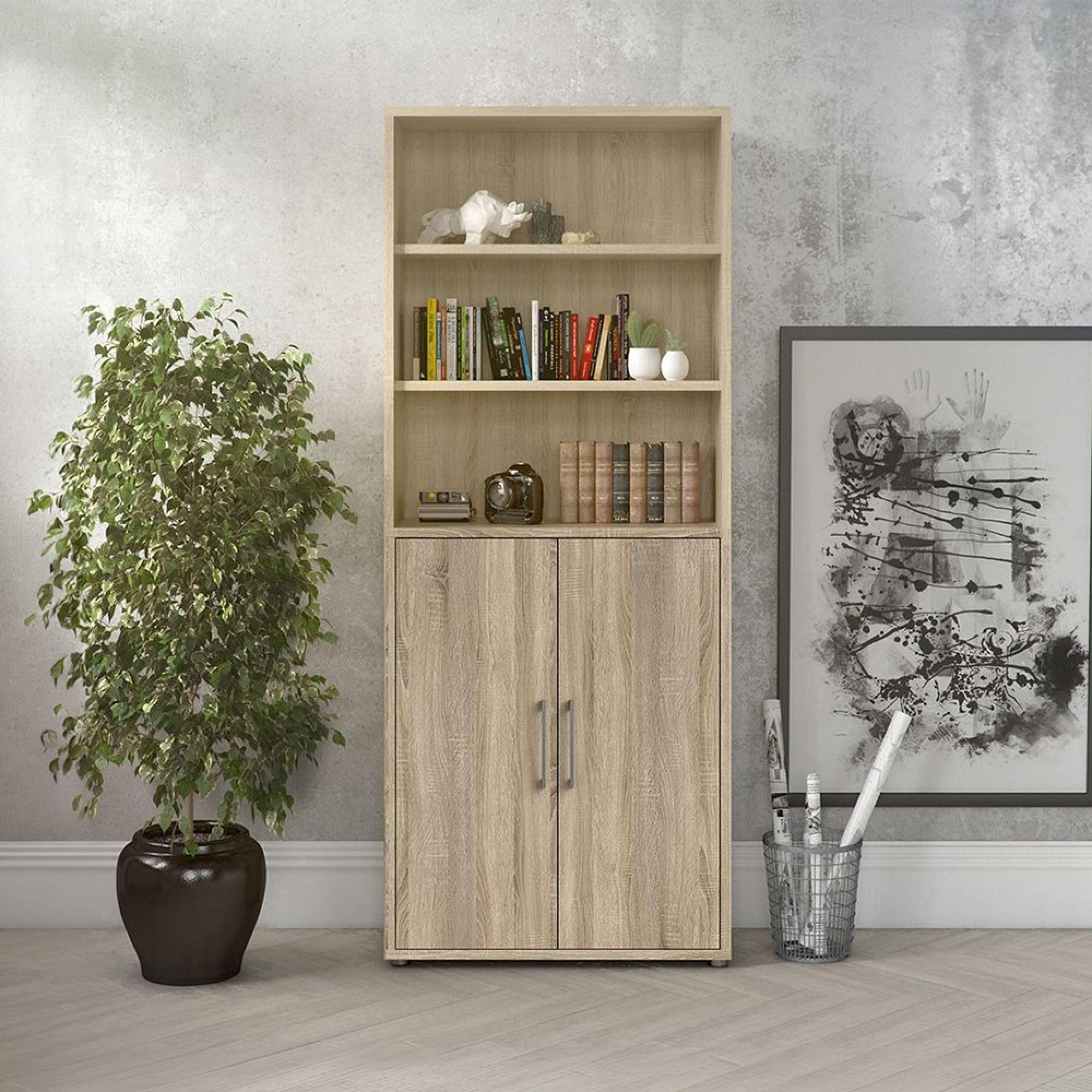 Prima Bookcase - High - 2 Door - Oak