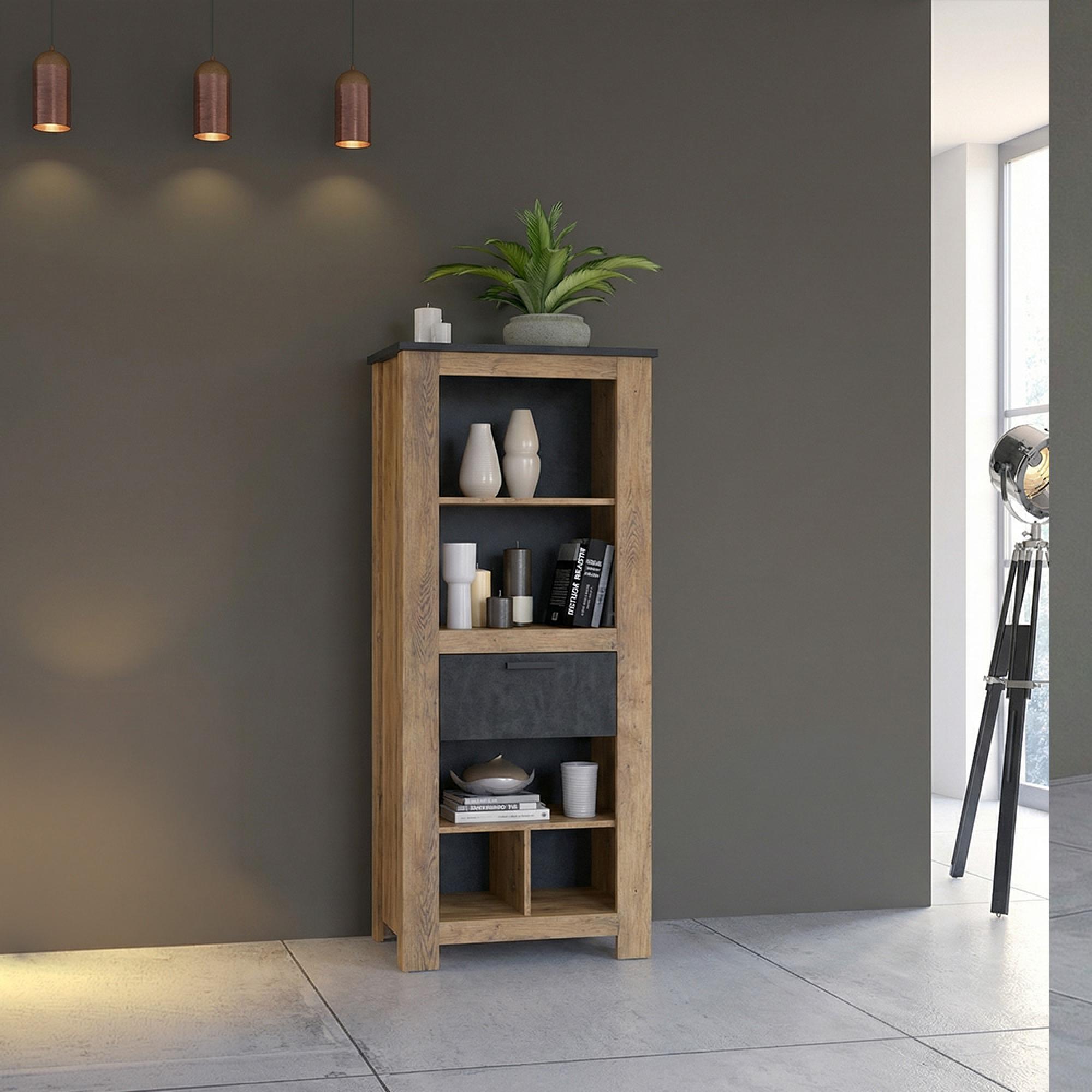 Rapallo Bookcase - 1 Drawer - Oak