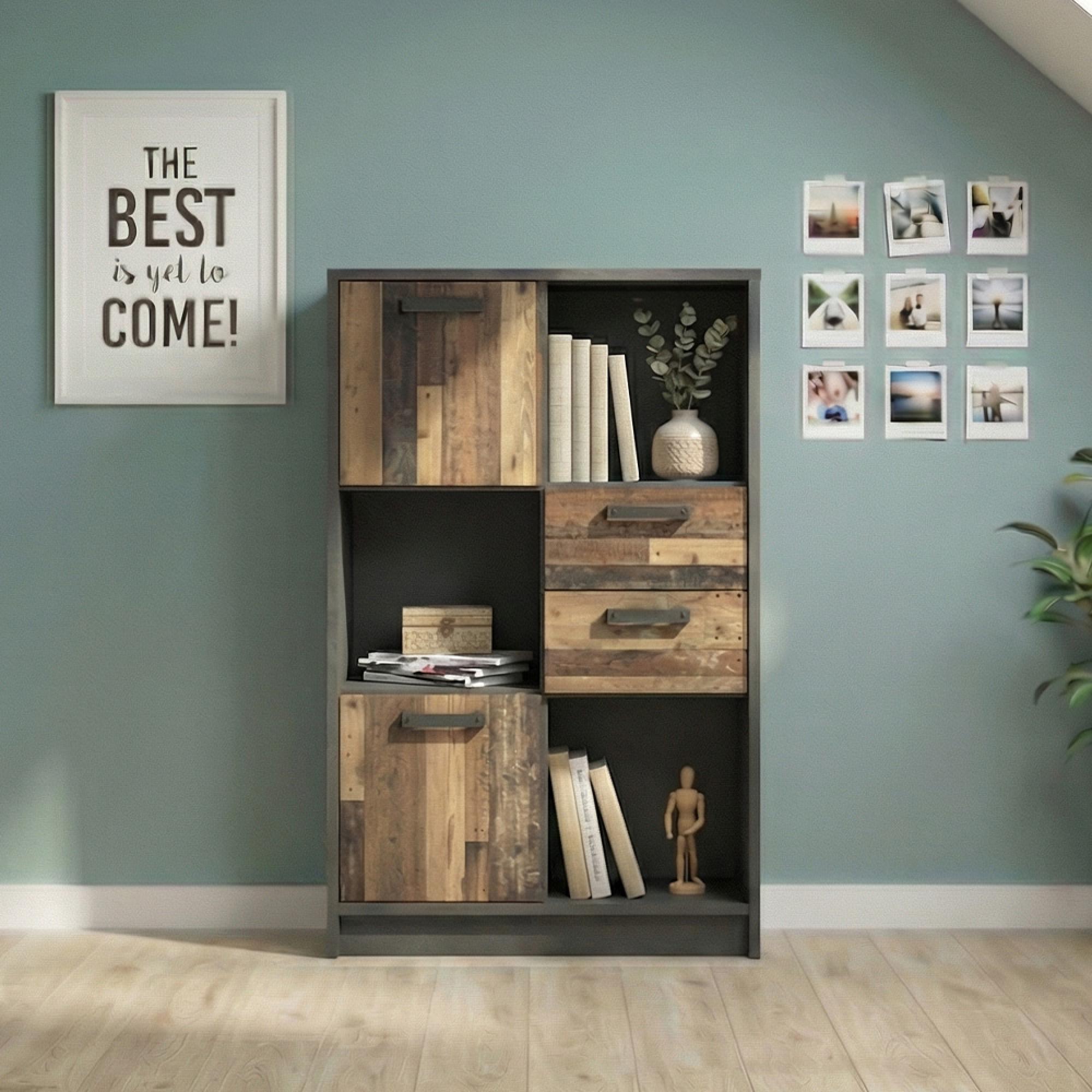 Brooklyn Bookcase - 2 Door - 2 Drawer - Low - Rustic