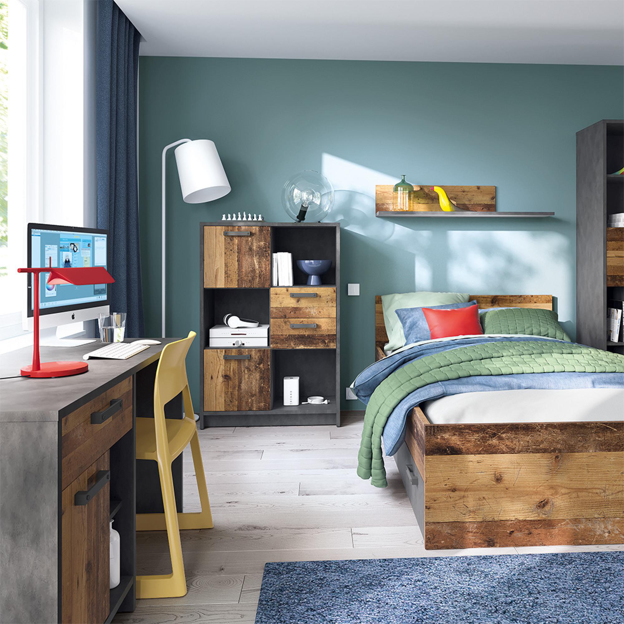 Brooklyn Bookcase - 2 Door - 2 Drawer - Low - Rustic