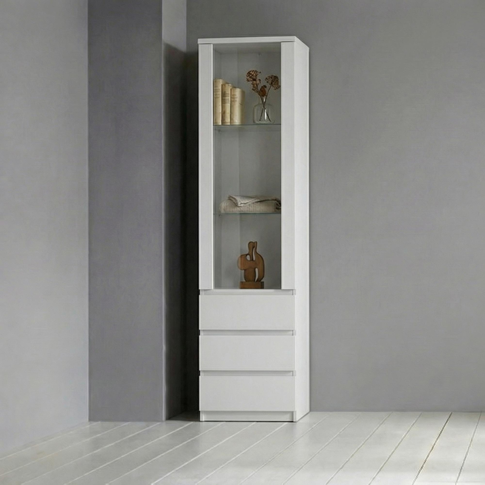 Fribo Bookcase - 3 Drawer - Narrow - White